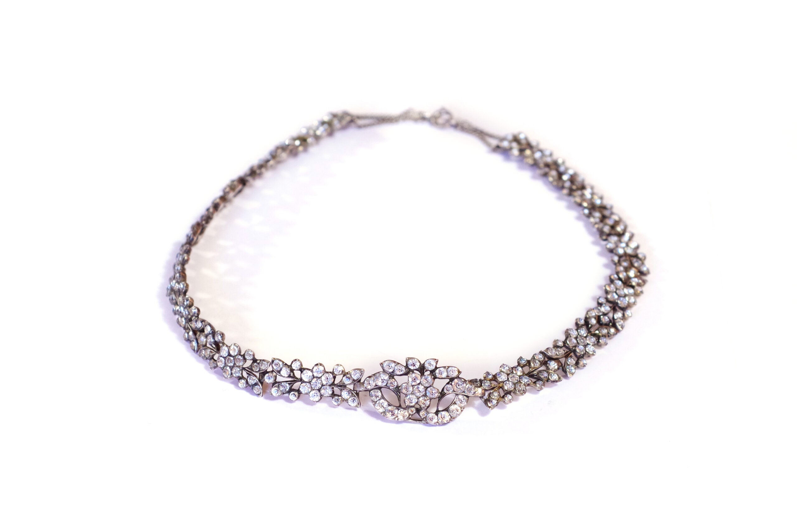 collier ancien en argent et strass collier normand