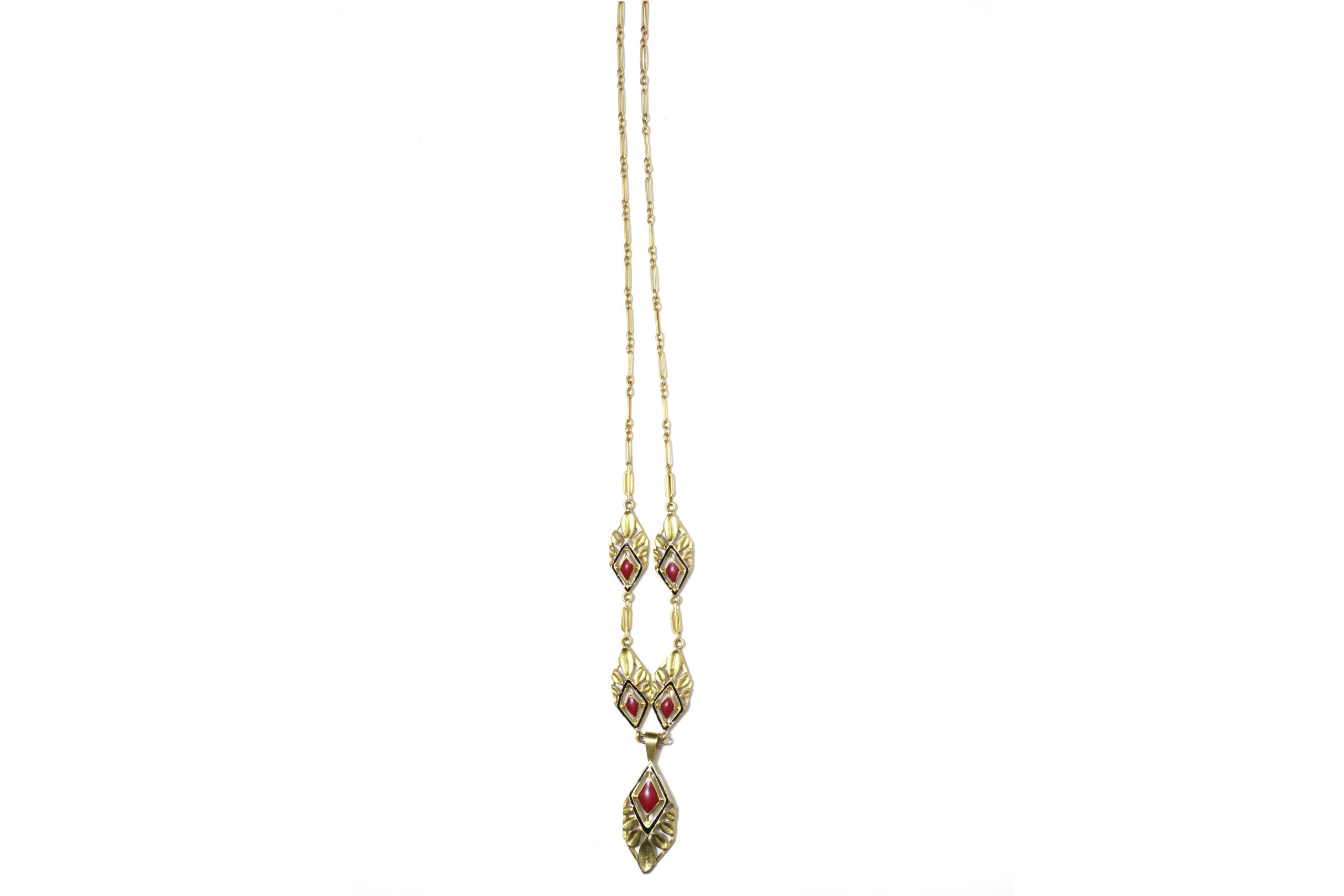 art deco enamelled necklace in gold