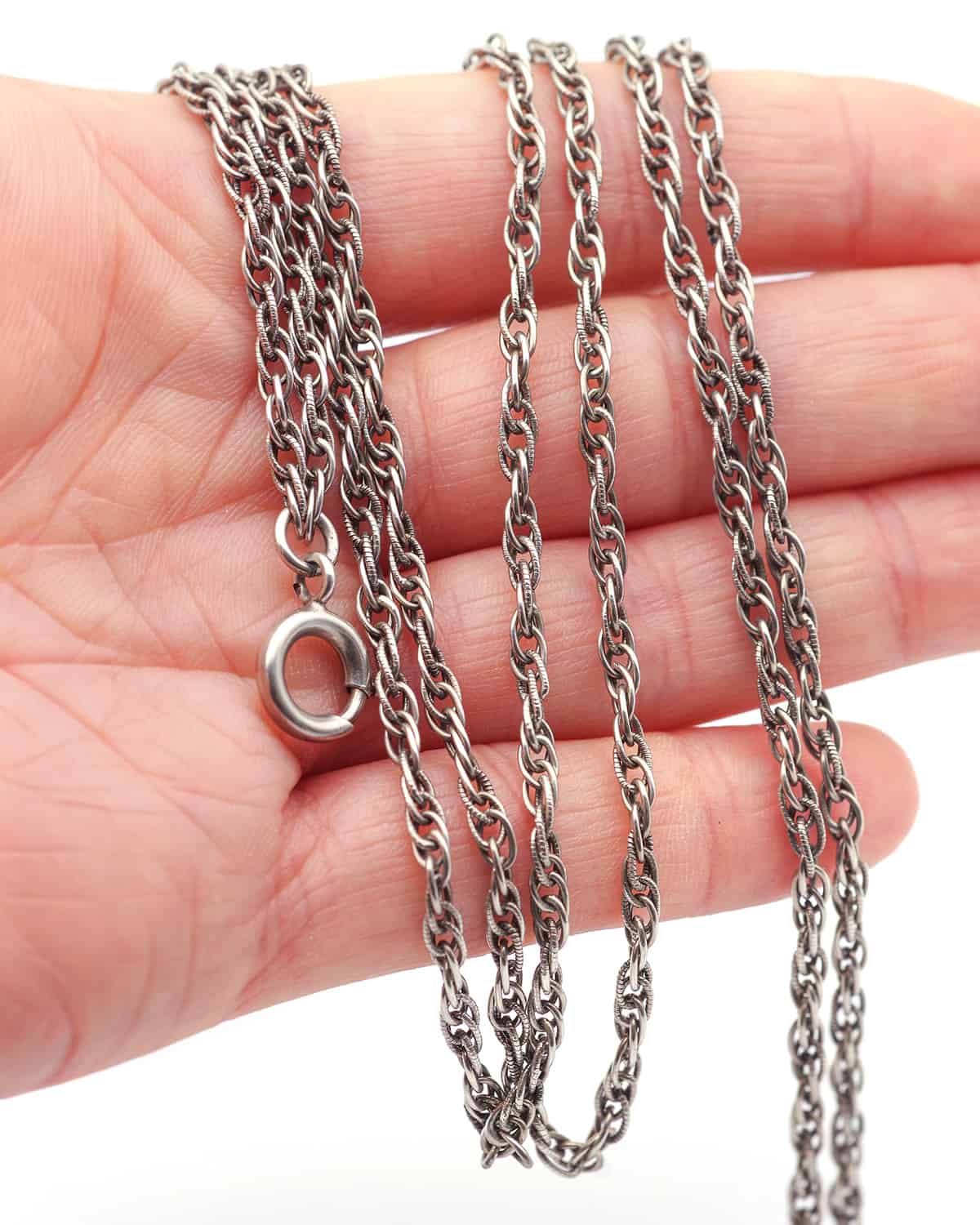 silver long necklace