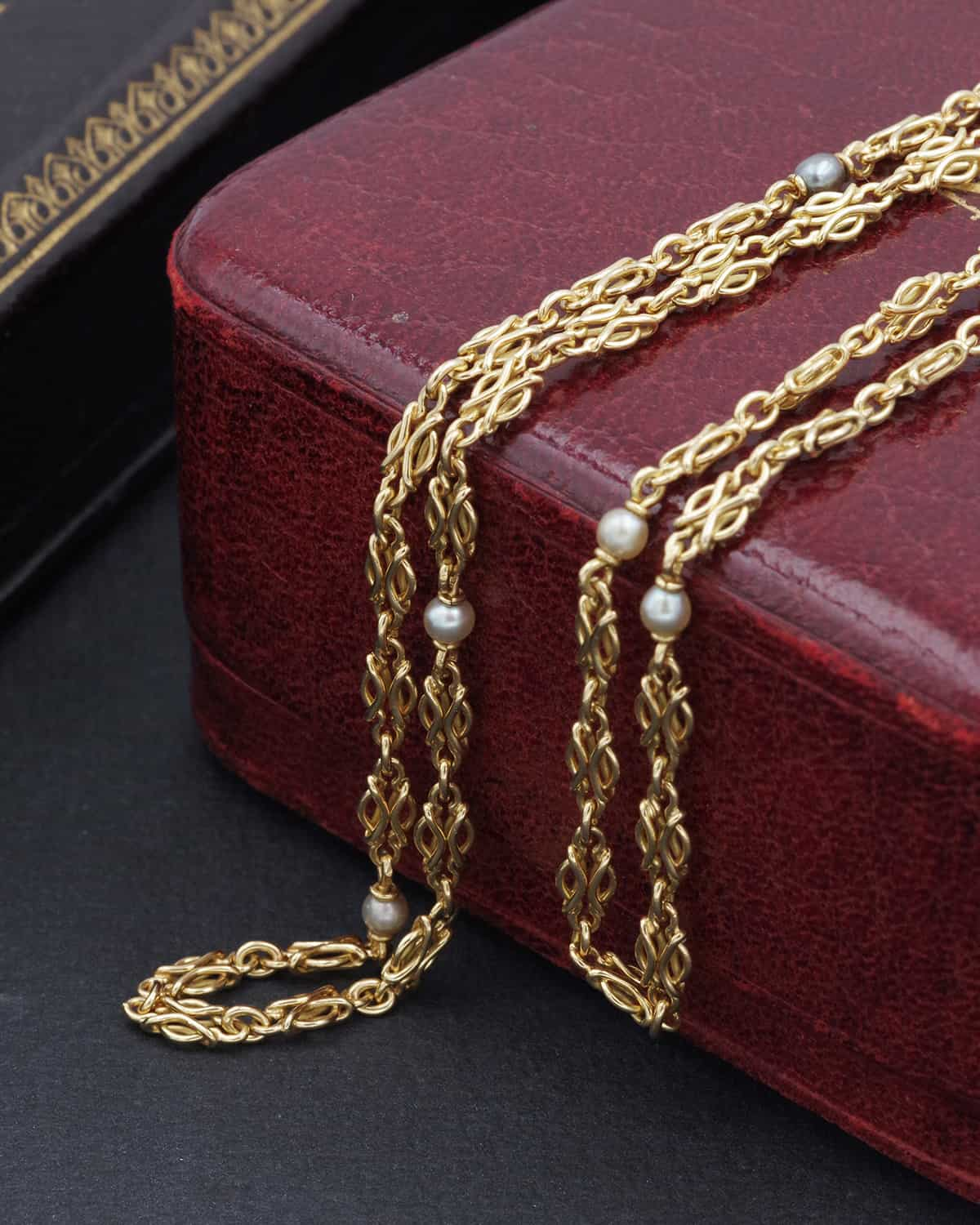 Gold antique sautoir necklace