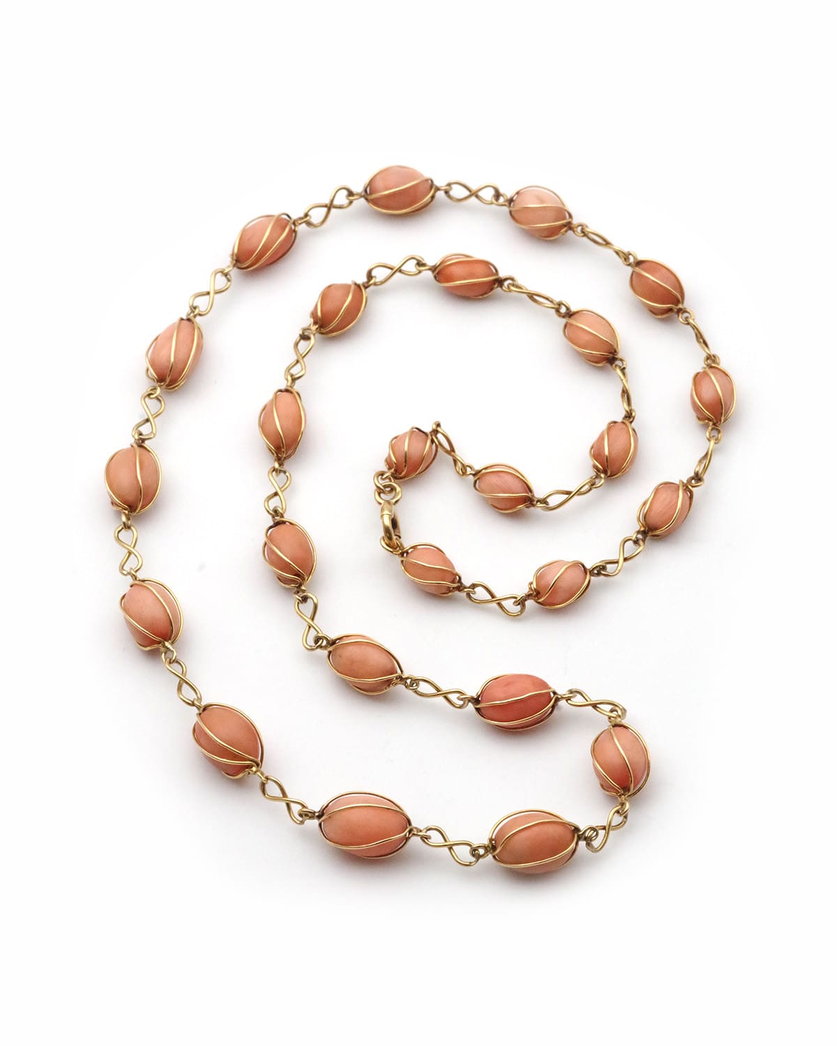 Mid century coral pearl necklace