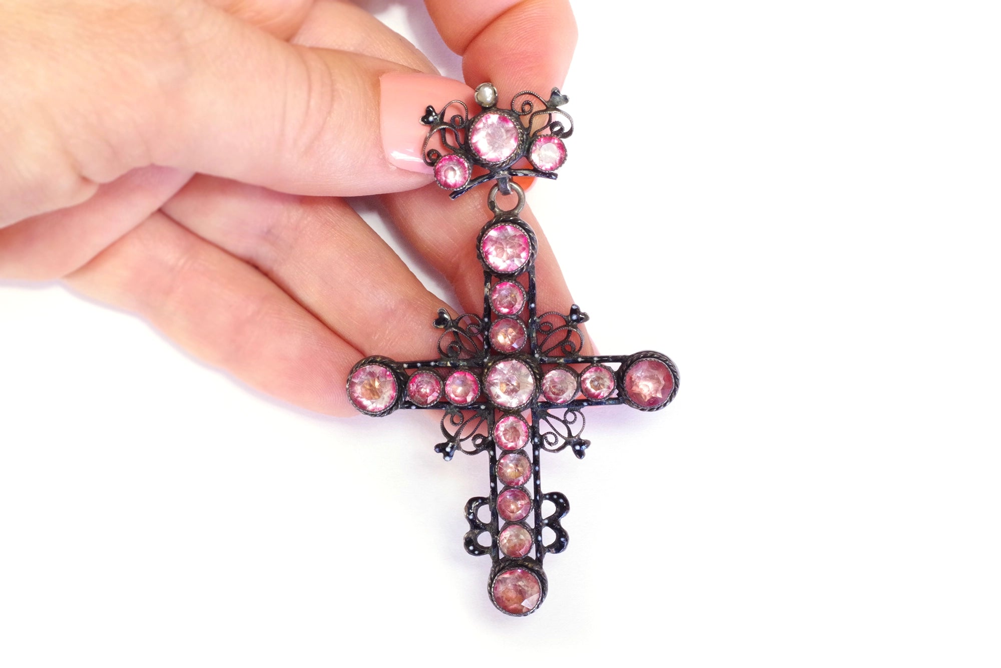 pendentif croix ancienne topazes