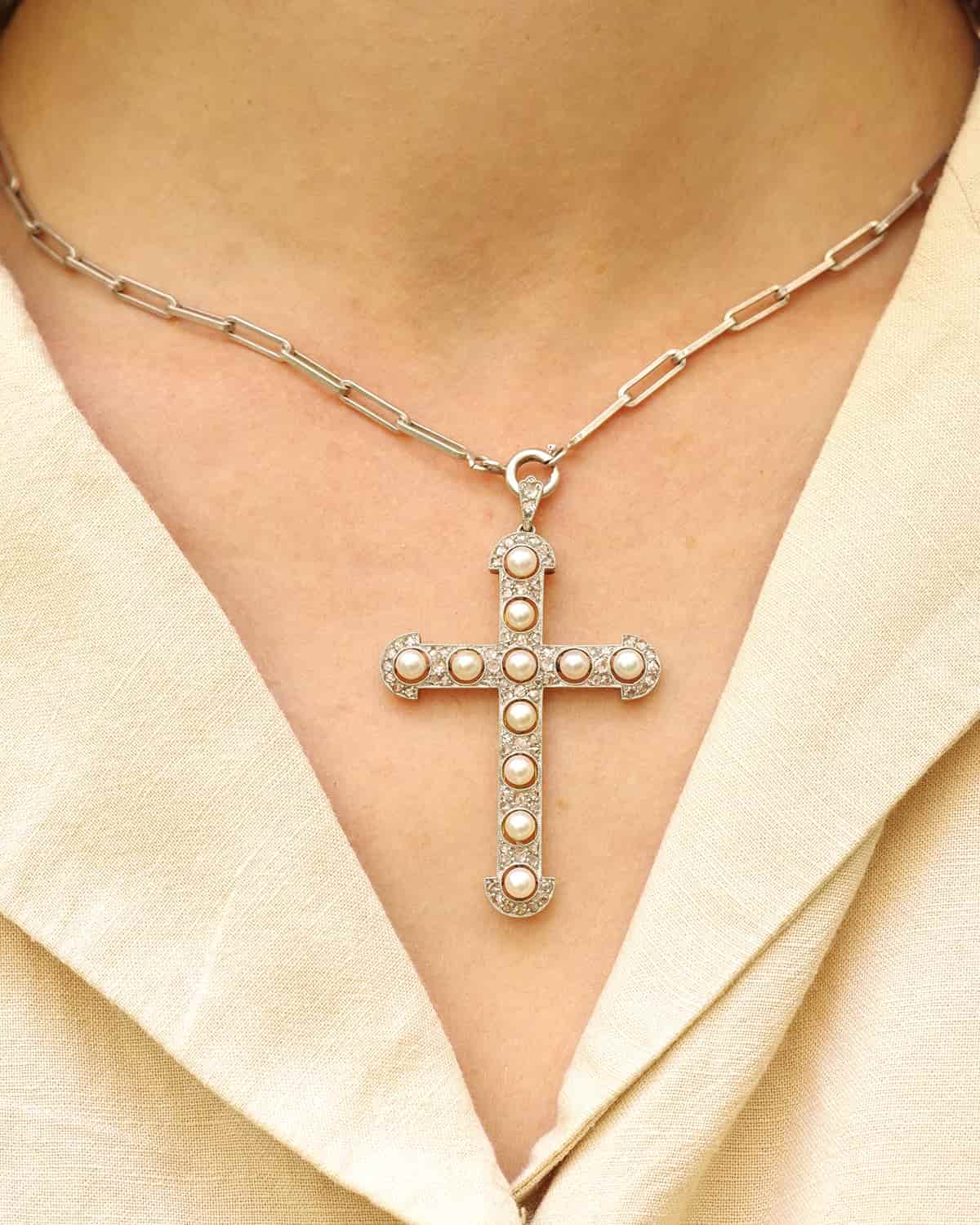 Pendentif perle fine belle epoque