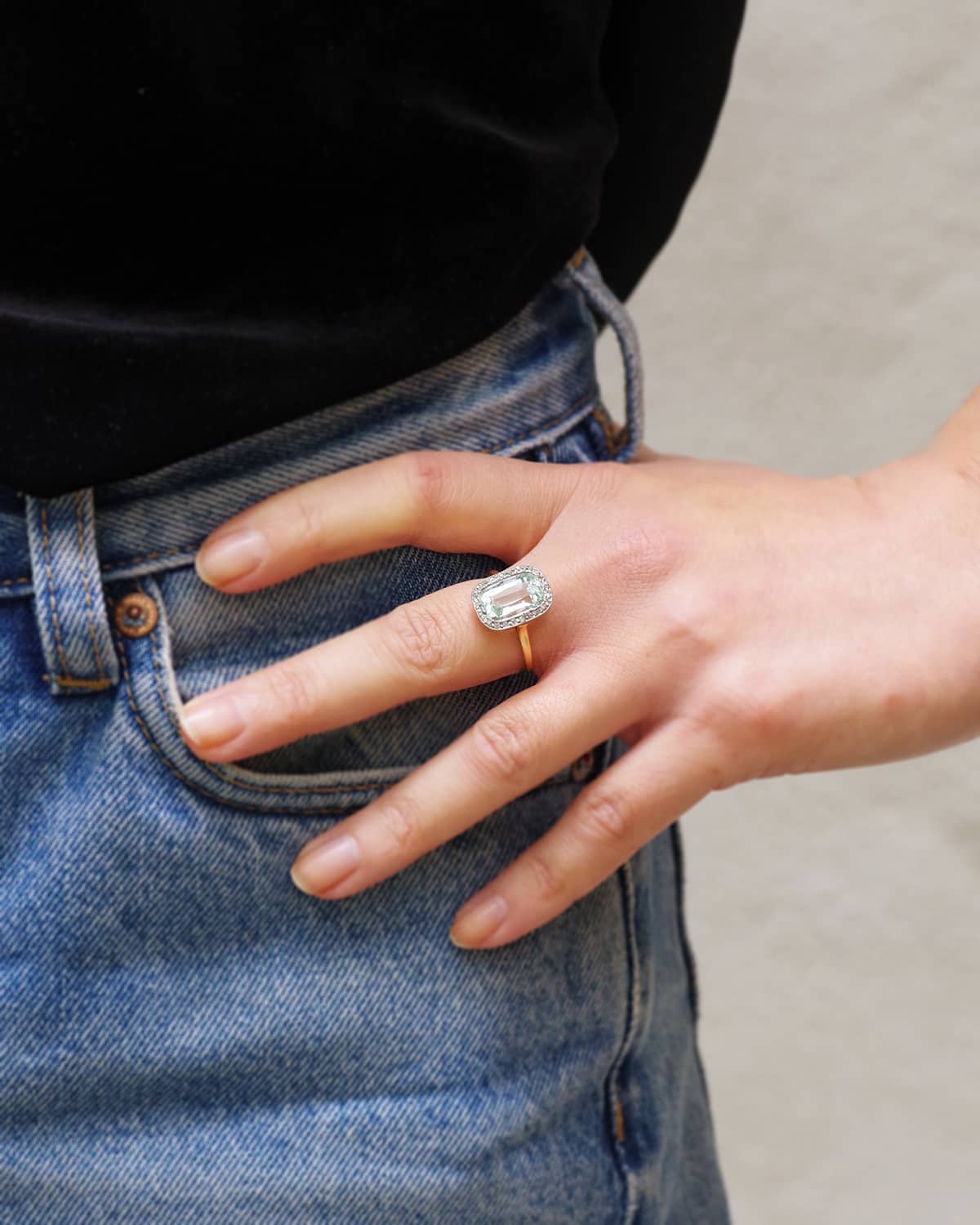 Aquamarine diamond ring for a wedding