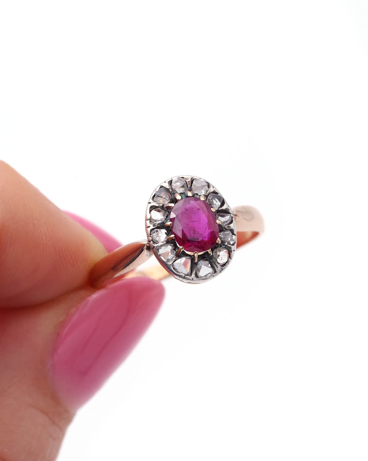 cluster ruby diamond ring
