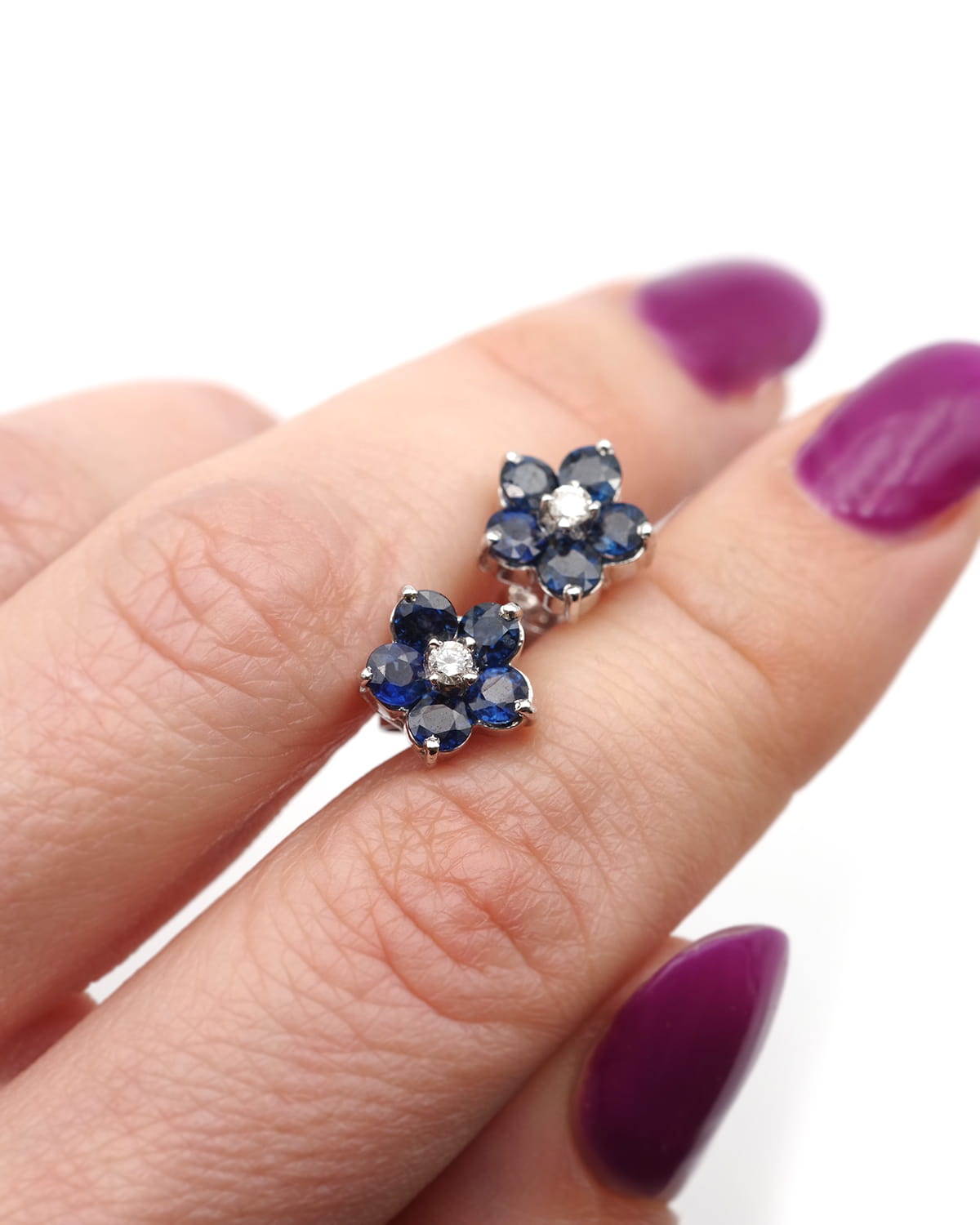 Boucles d'oreille diamant et saphir