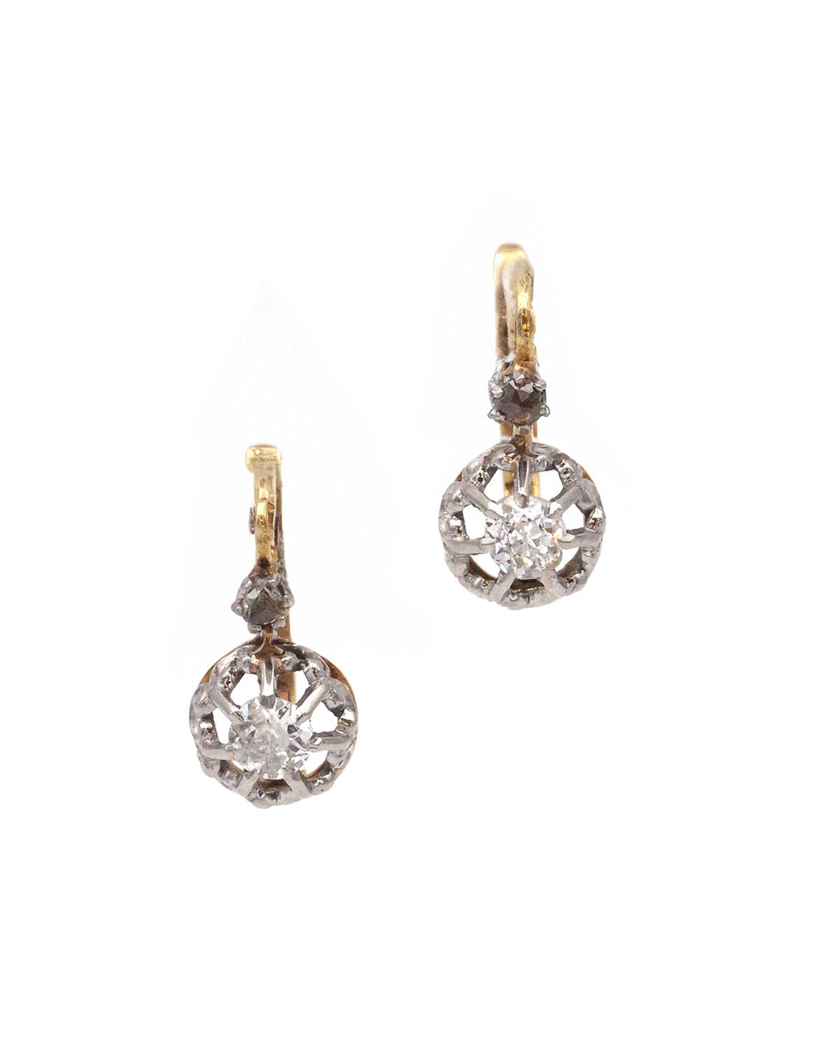 antique diamond earrings in gold