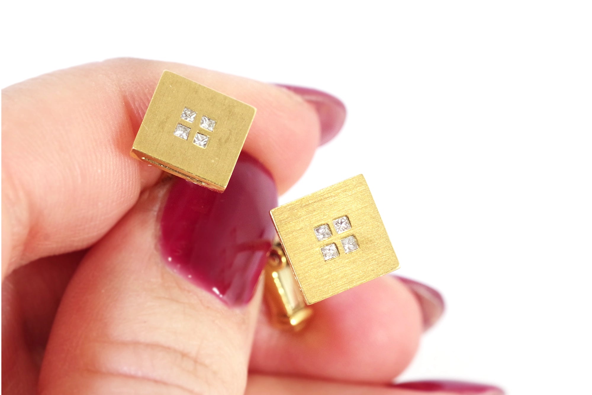 Modern gold diamond cufflinks