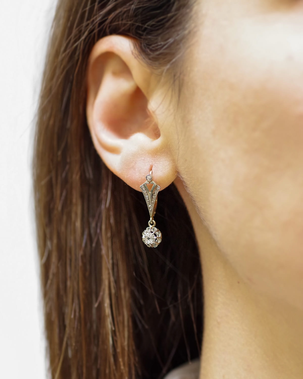Diamond art deco earrings