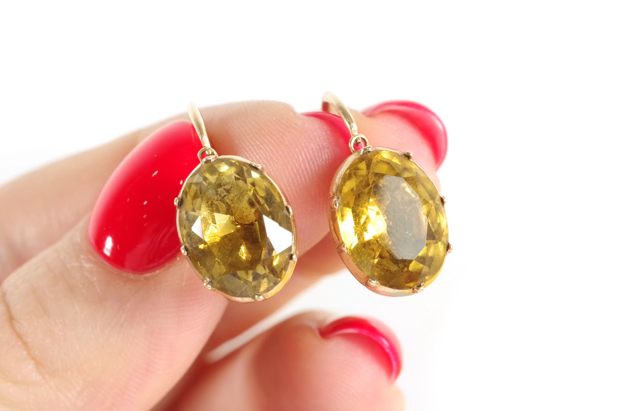 Victorian Foiled citrine earrings in gold