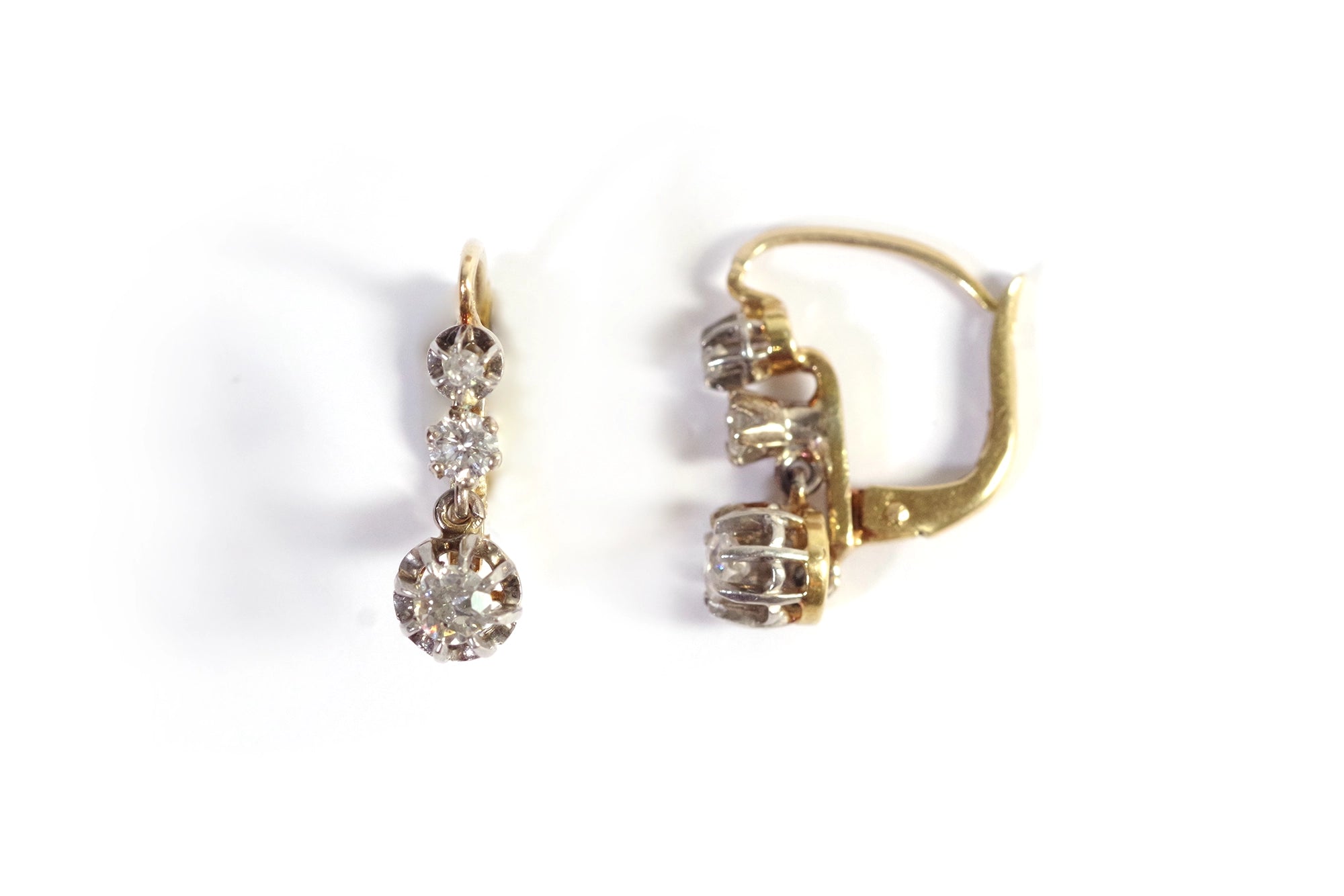 Antique diamond earrings in gold and platinum