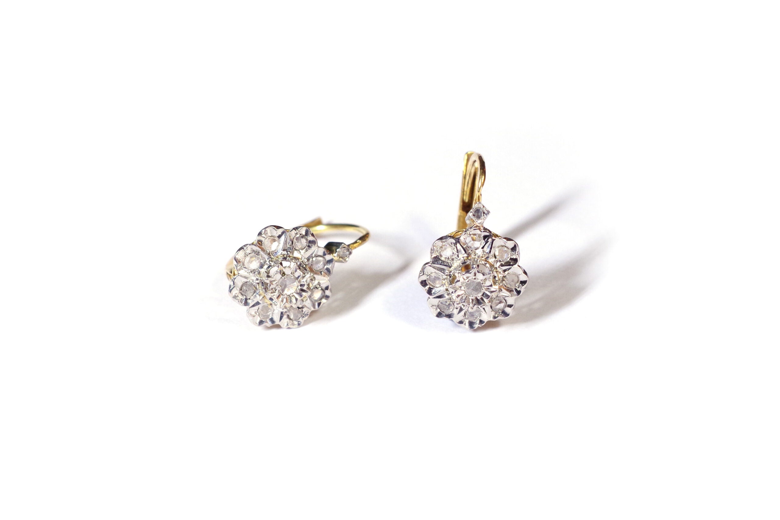 boucles d'oreille diamants en platine et or