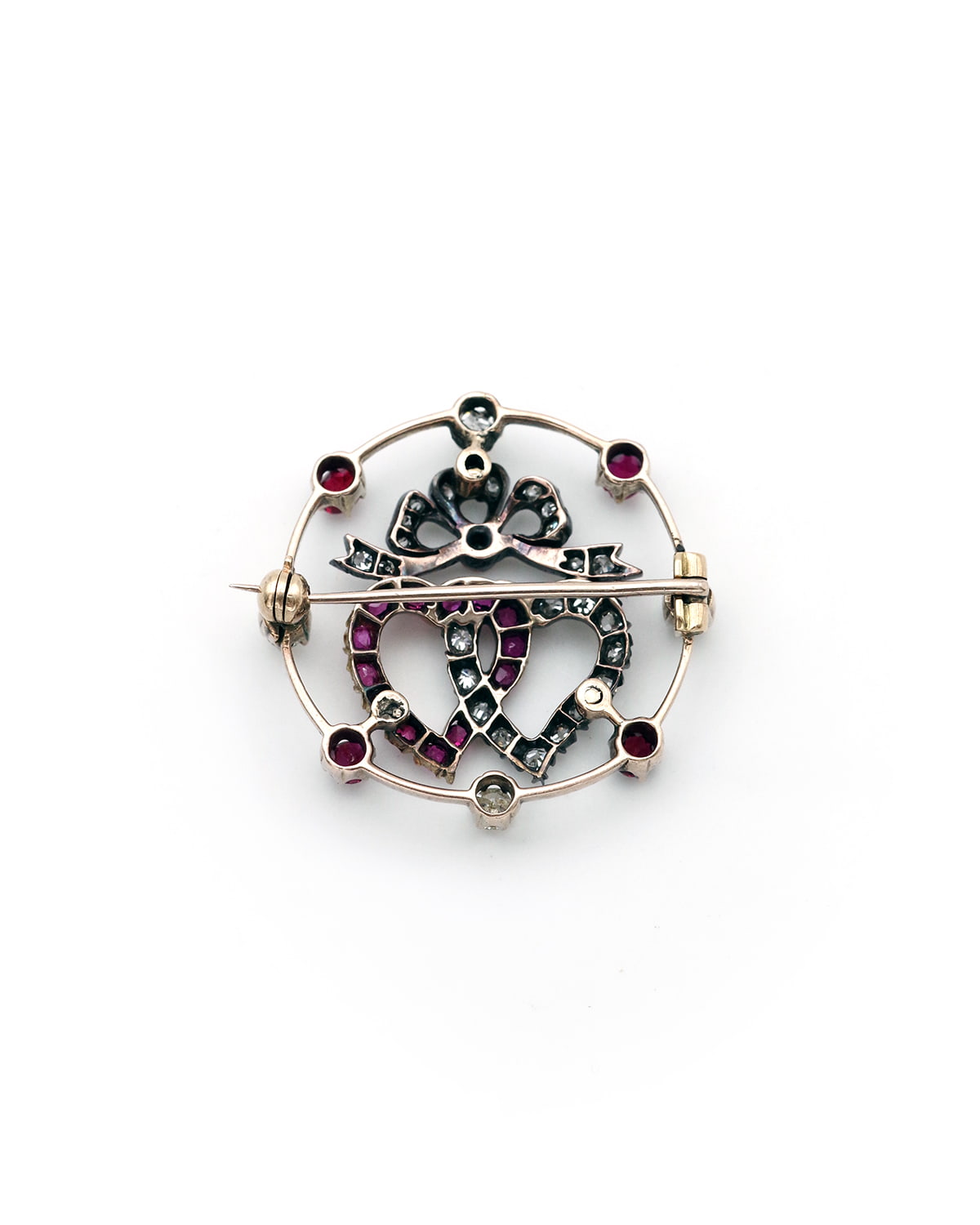 Diamond ruby heart brooch