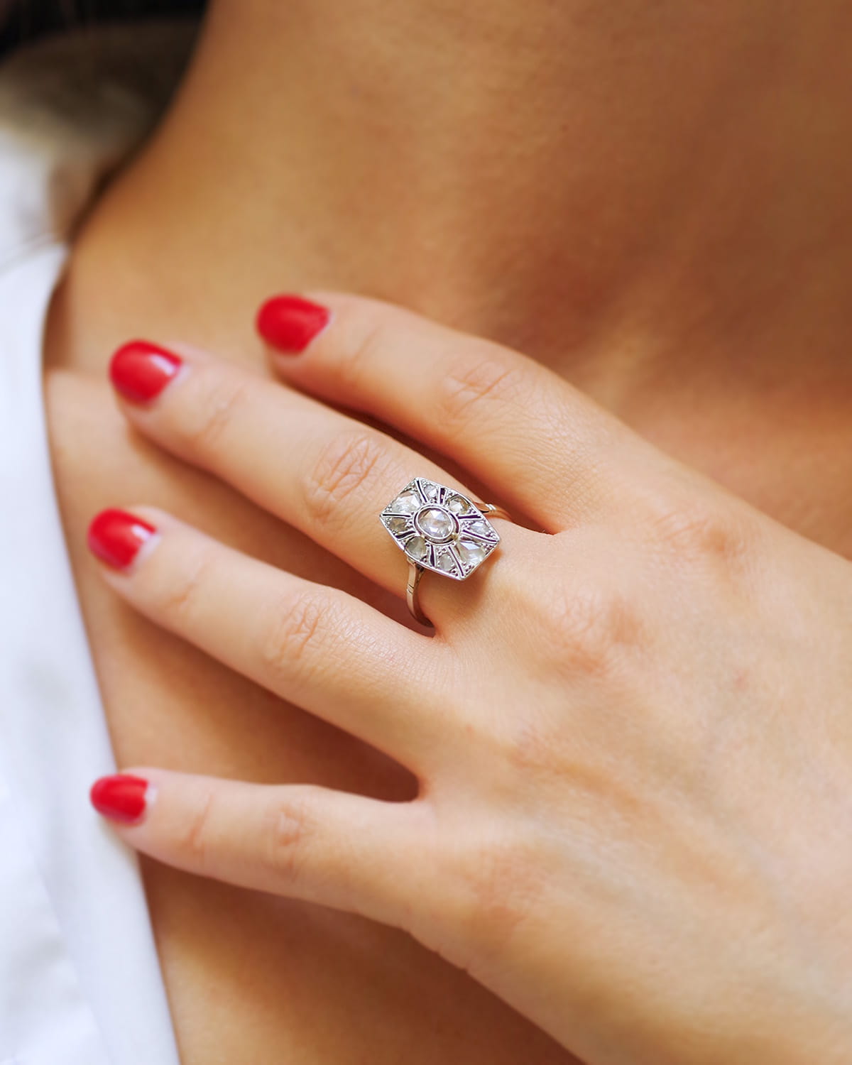 bague art deco diamants et platine