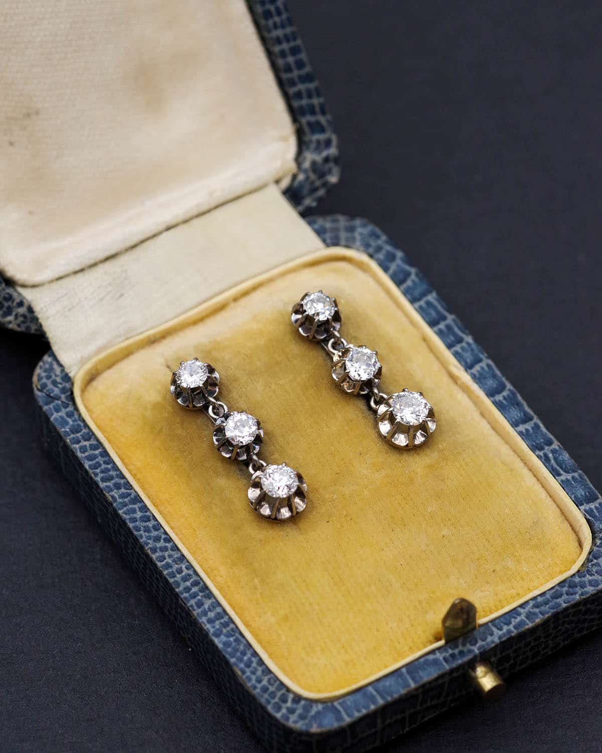 Antique drop diamond earrings