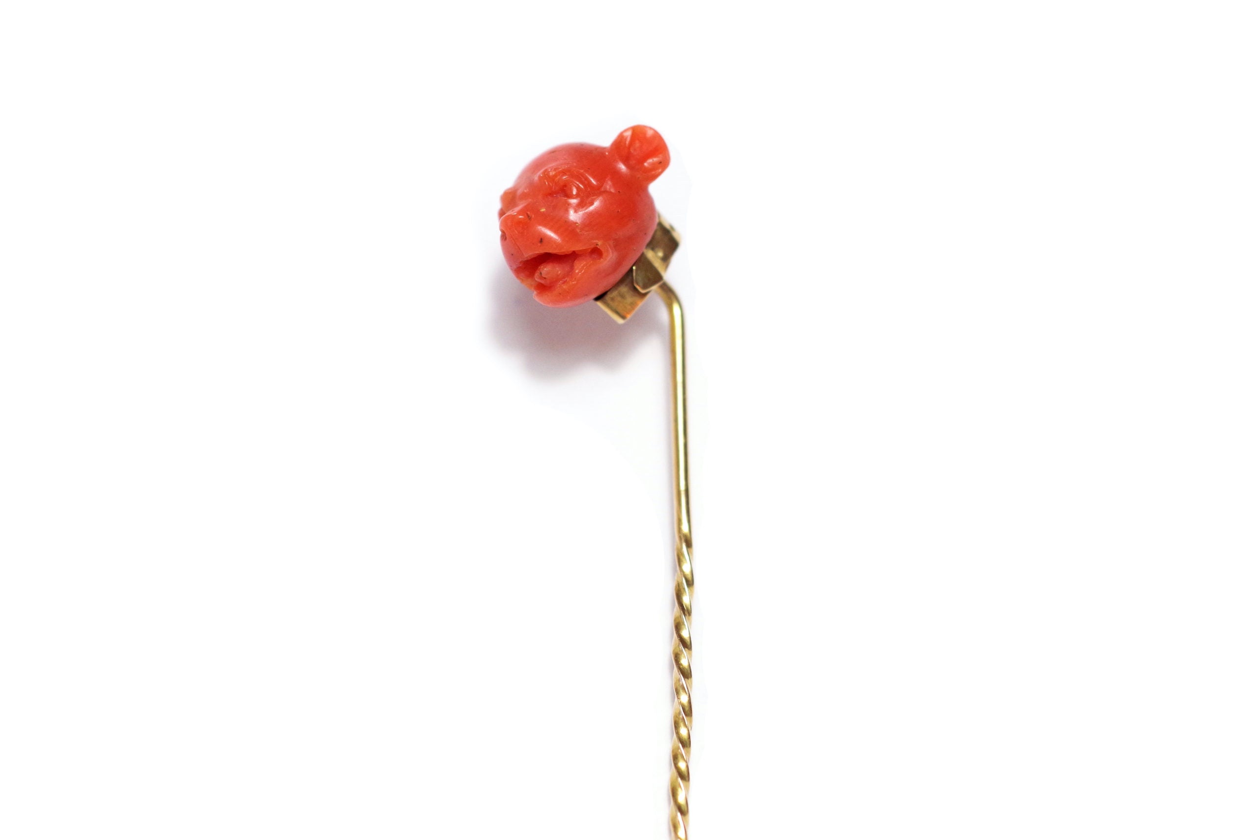 bulldog coral head pin in gold