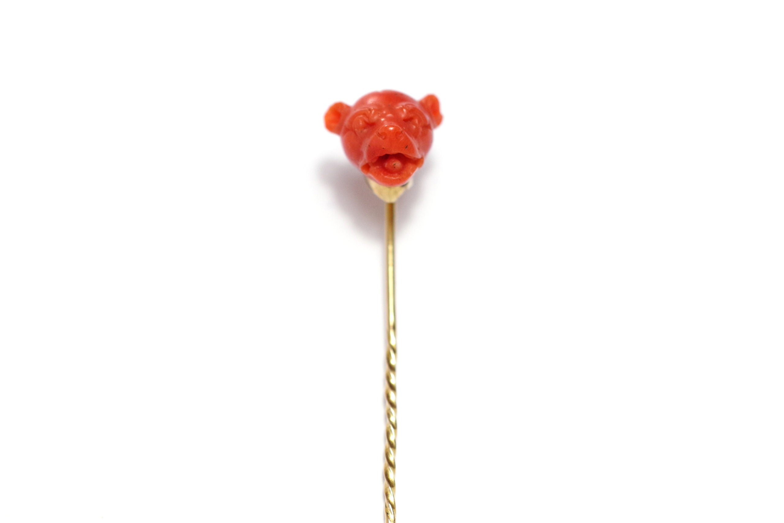 English tie pin adorn with a bulldog coral head