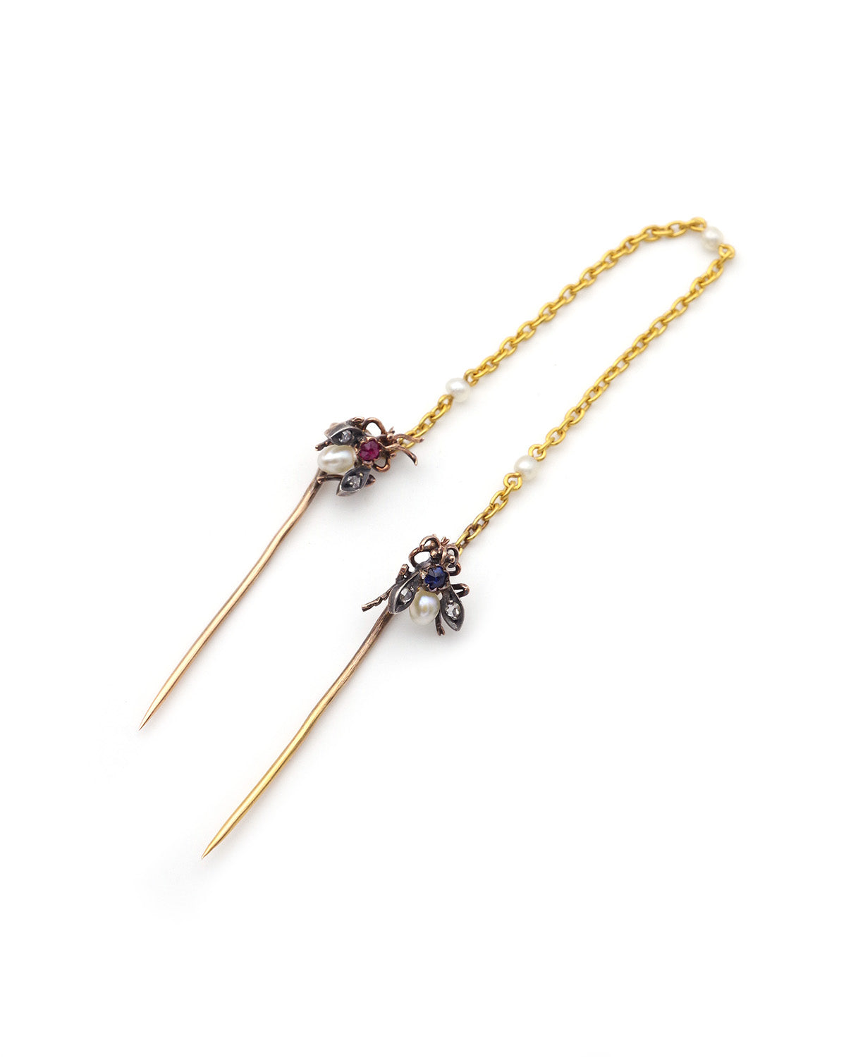Epingle ancienne rubis et saphir