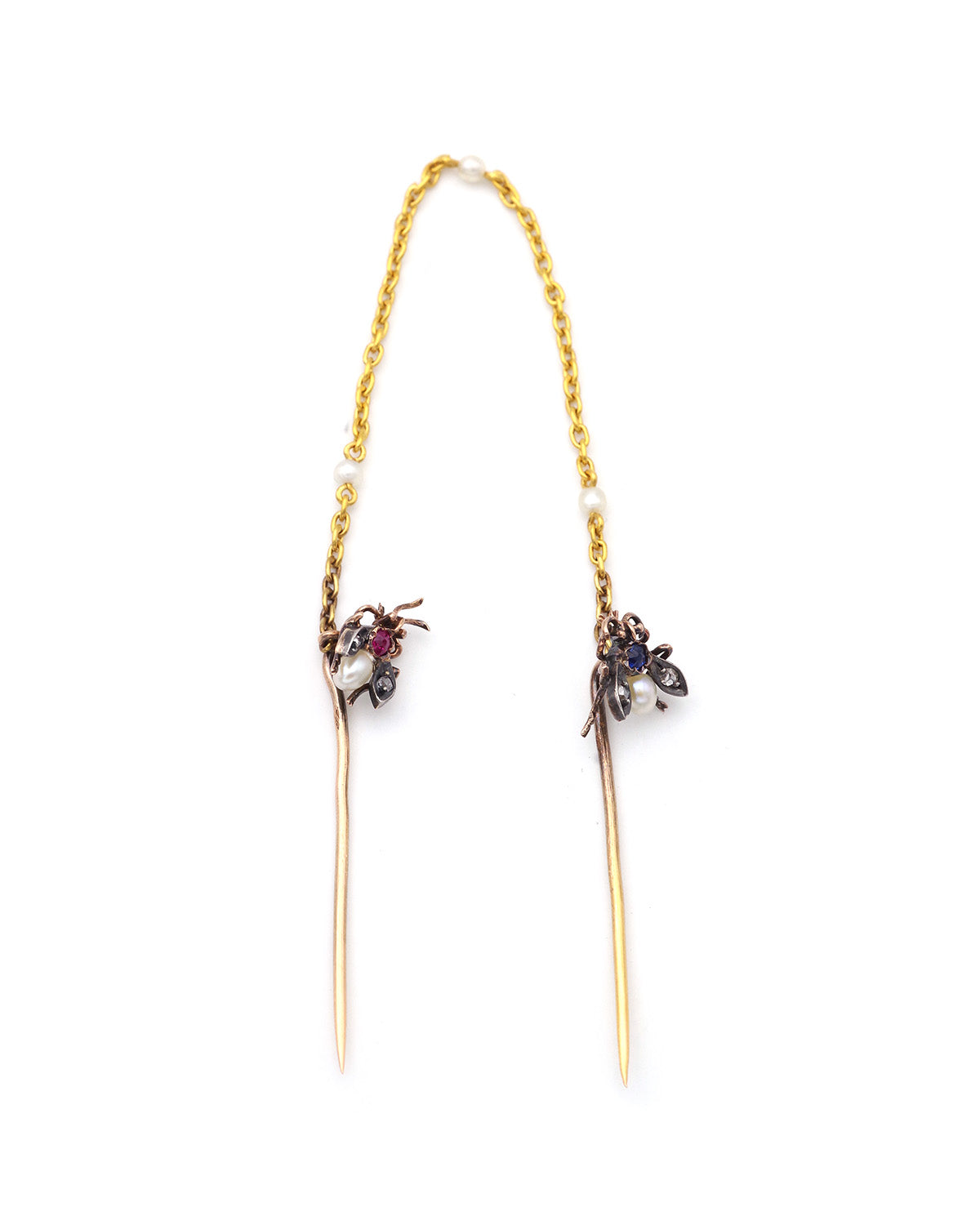 Victorian double insect stick pin