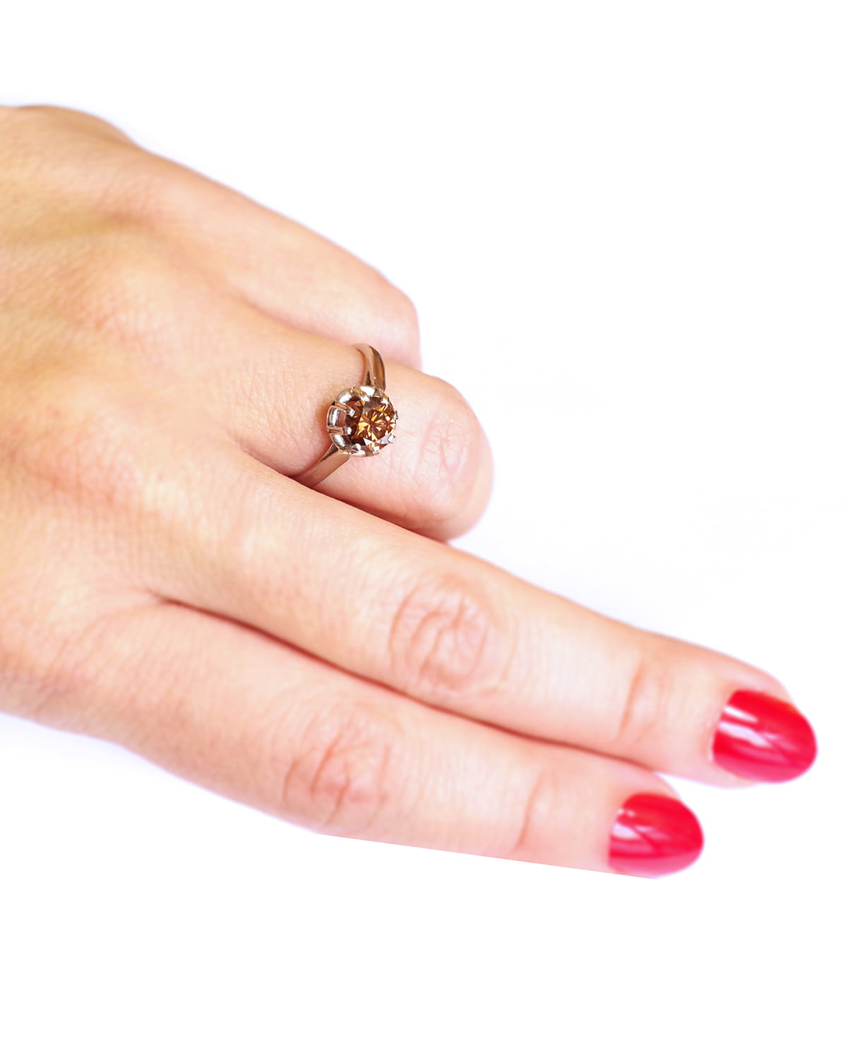 brown diamond solitaire ring