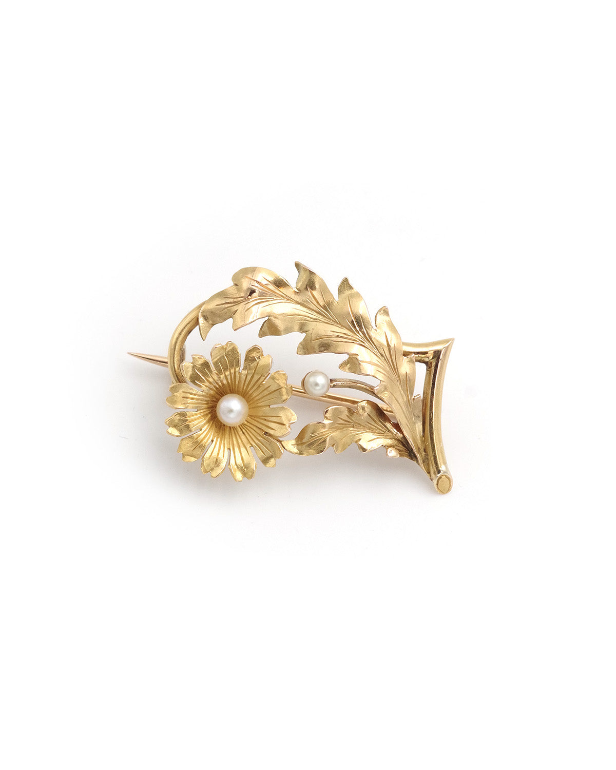 Broche Vintage Cœur Et Fleurs En Métal Doré Avec Améthystes - Années 80 - Bon état
