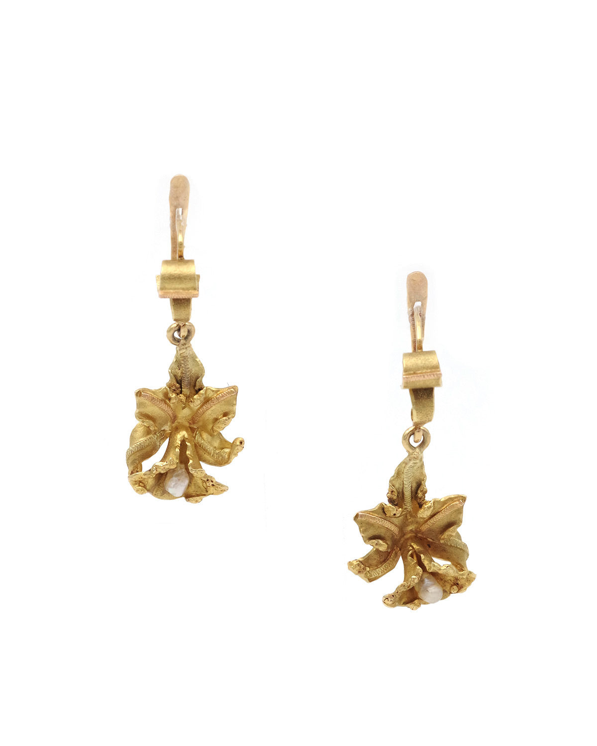 Flower gold earrings