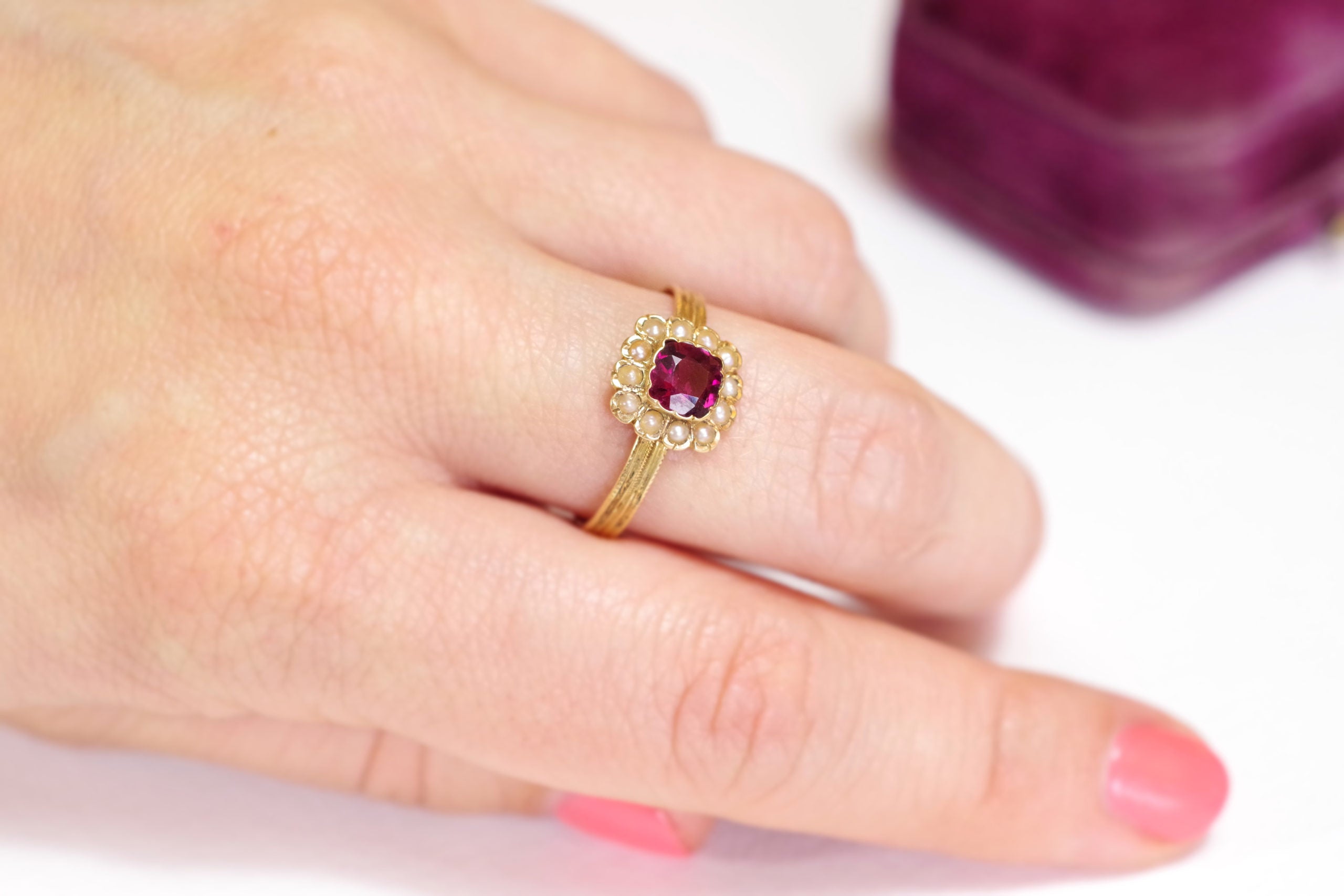 antique victorian ring with a garnet