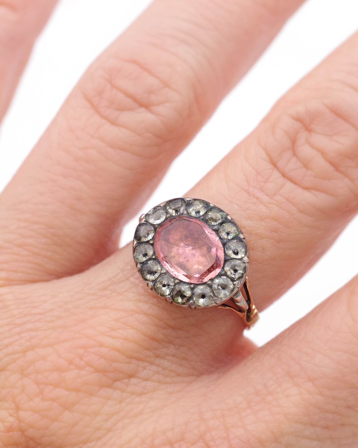 bague imitation topaze et pierres de rhin