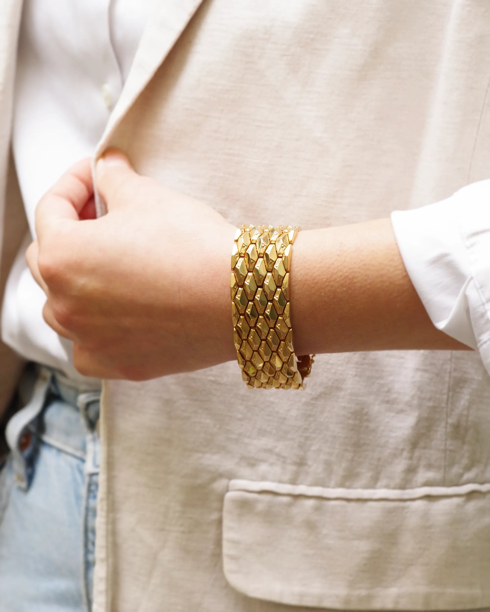 gold large band bracelet