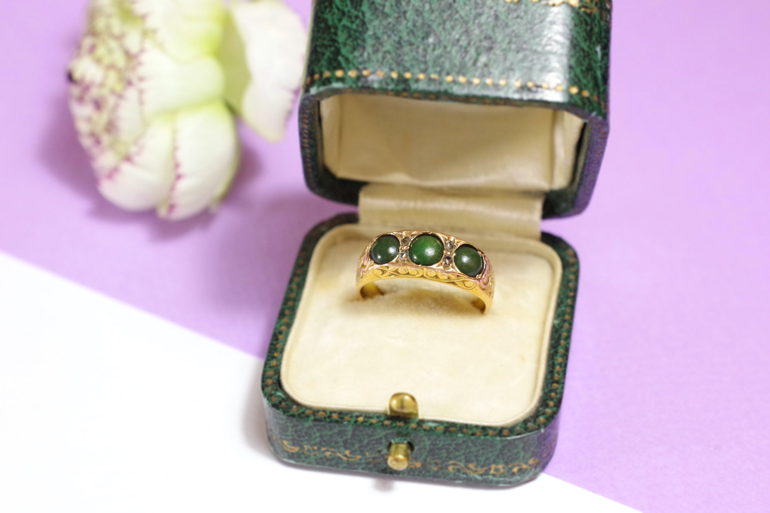 gold band green turquoise diamond ring gold antique jewellery