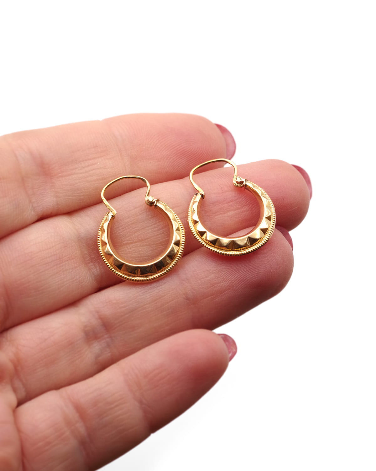 Antique faceted hoop earrings