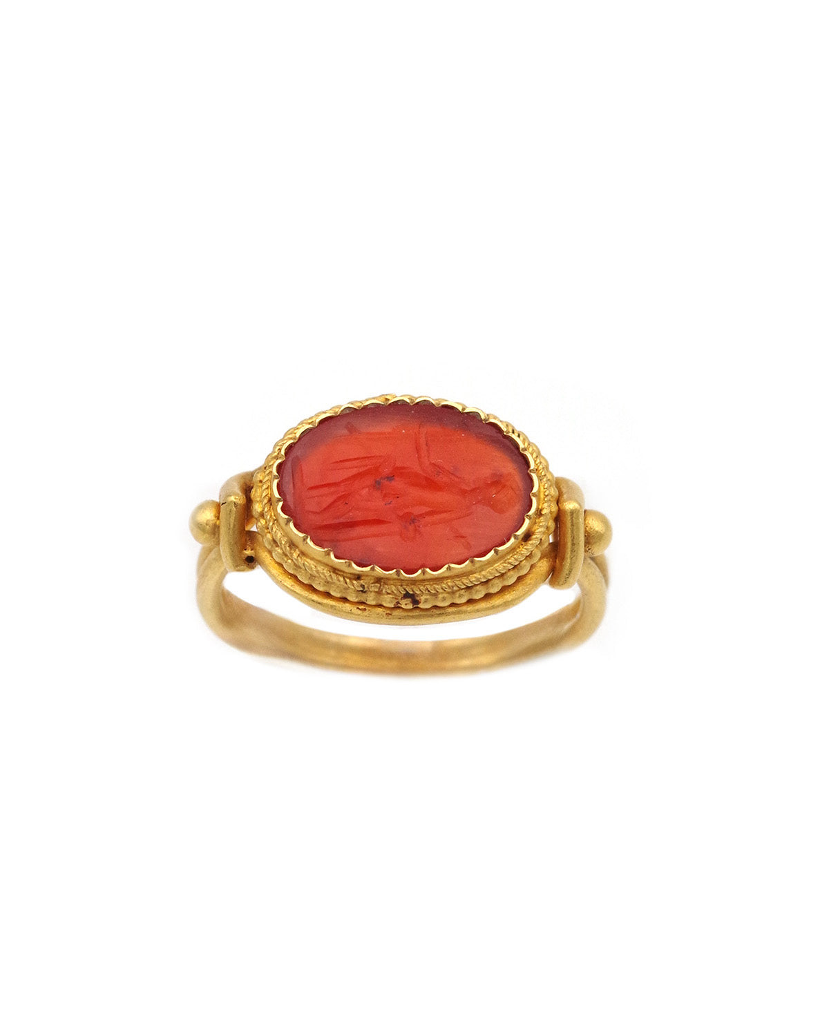 bague cornaline intaille en or 22k