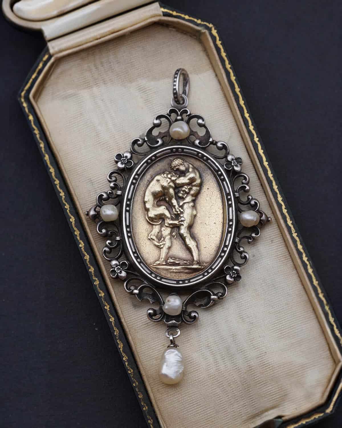 Neo renaissance Hercules and Nemean Lion pendant by Wiese