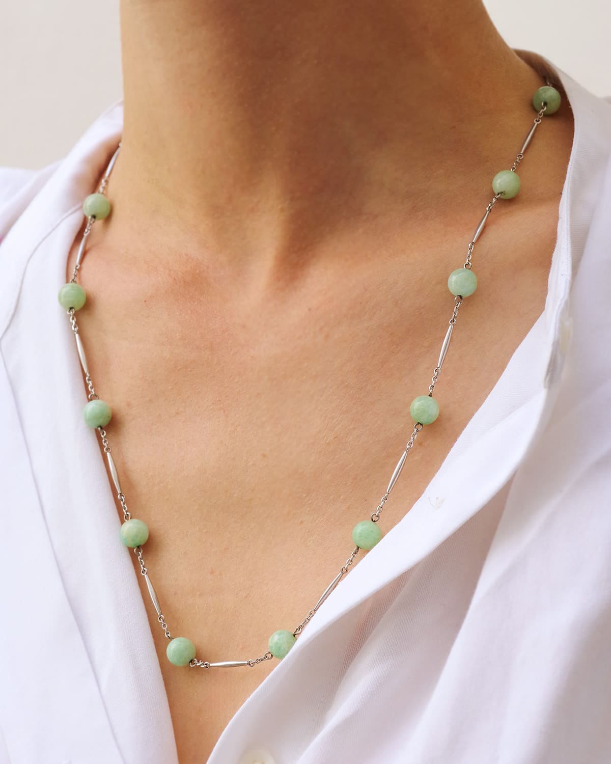 Amazonite pearl long necklace