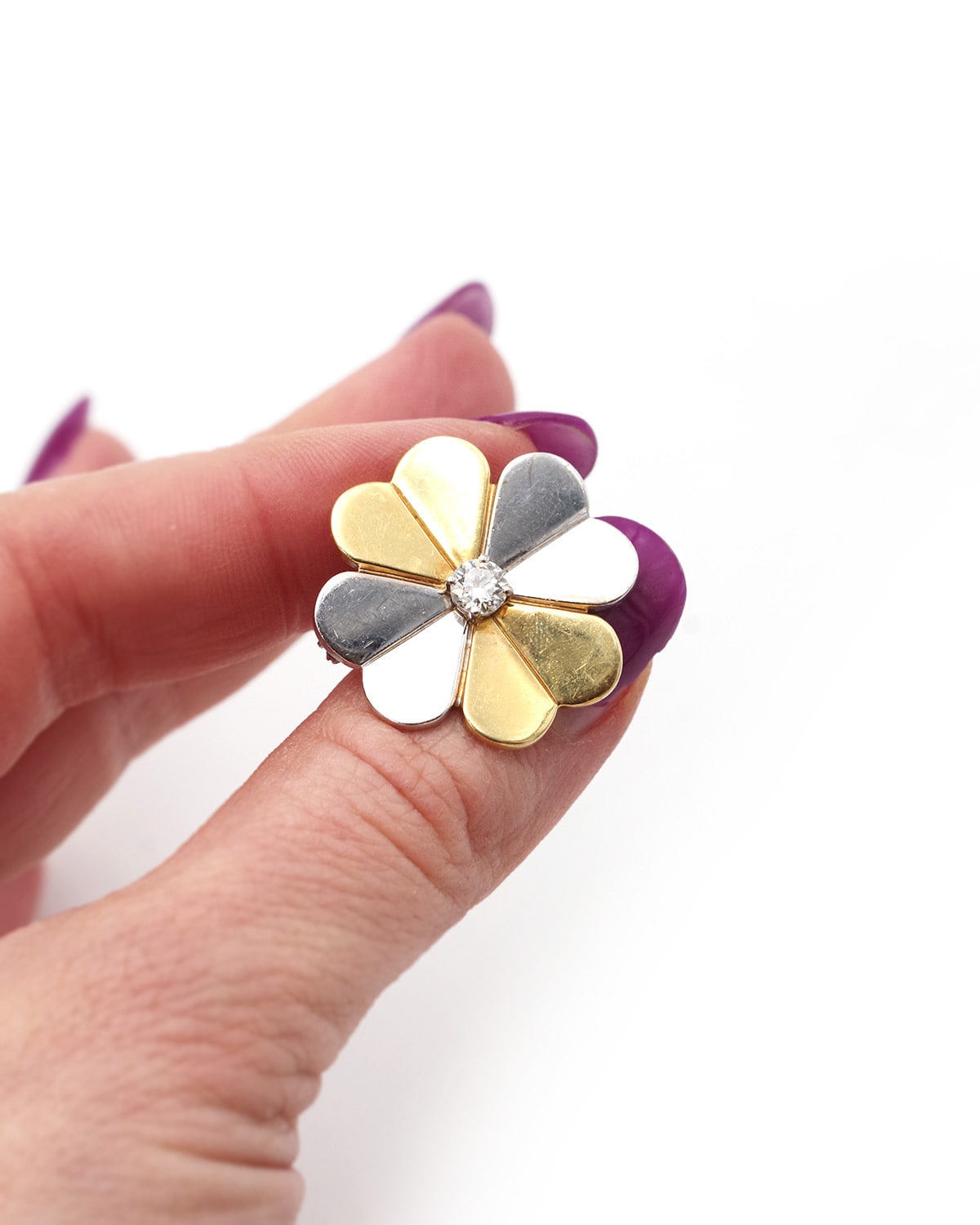 broche trefle porte bonheur en or