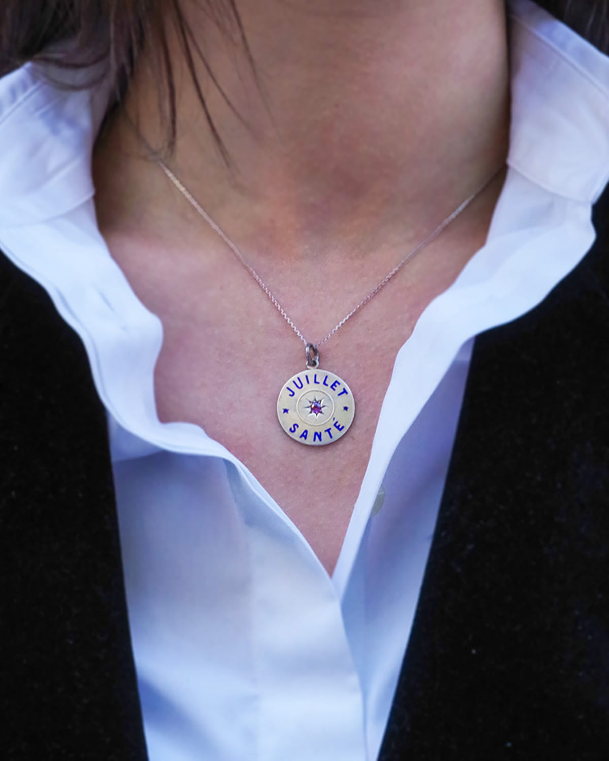 Art deco ruby medal pendant