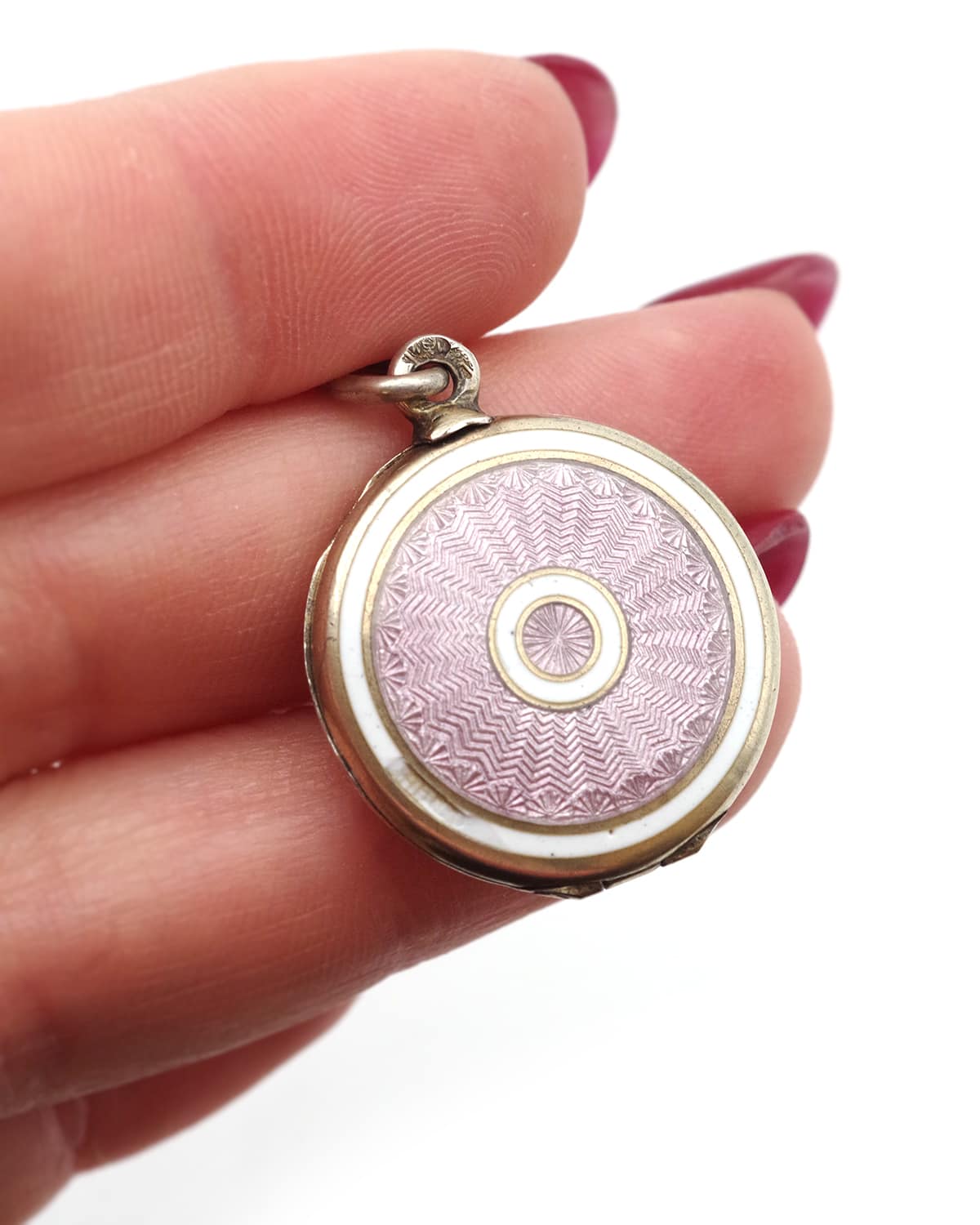 Antique guilloche enamel locket