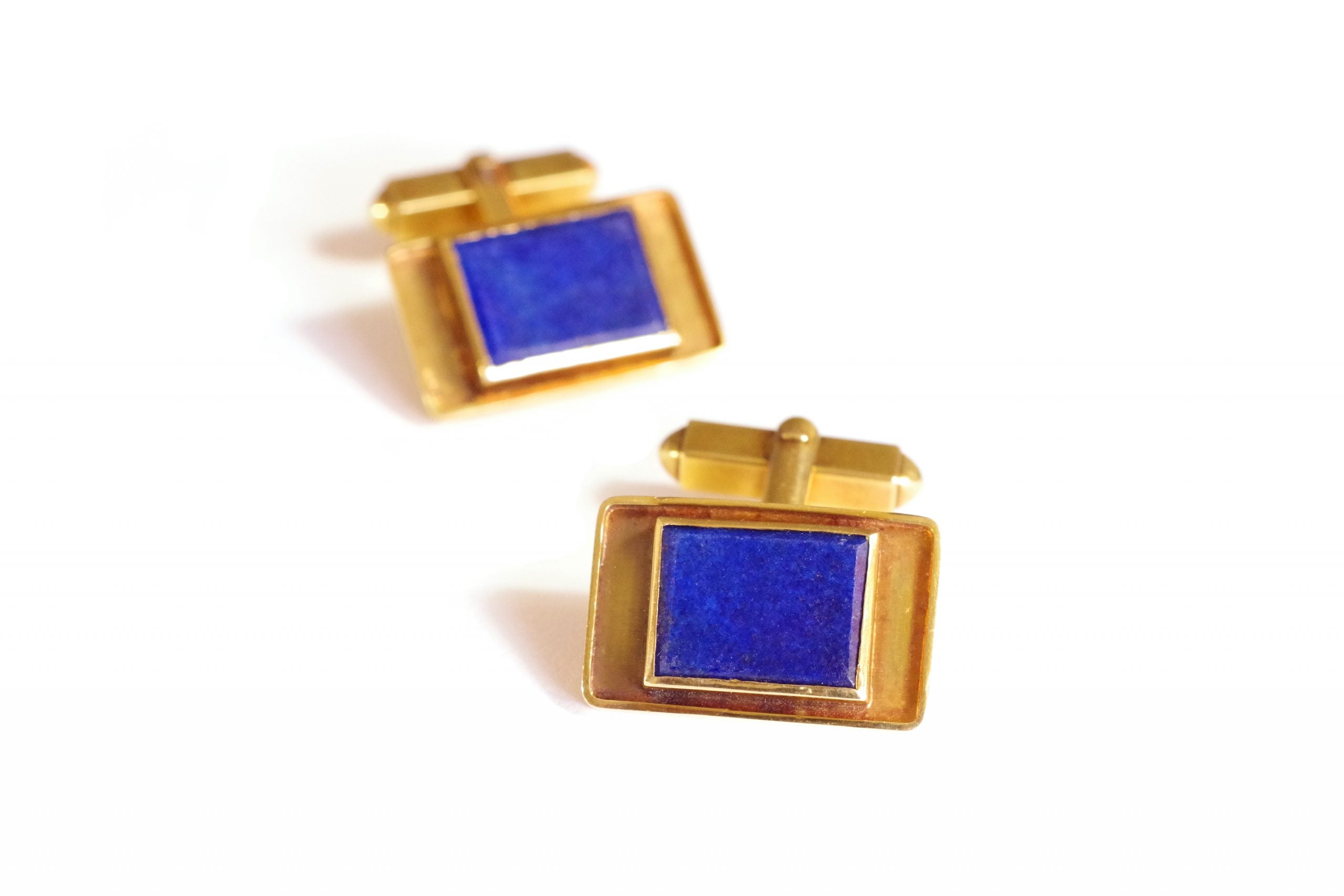 modernist gold lapis lazuli cufflinks