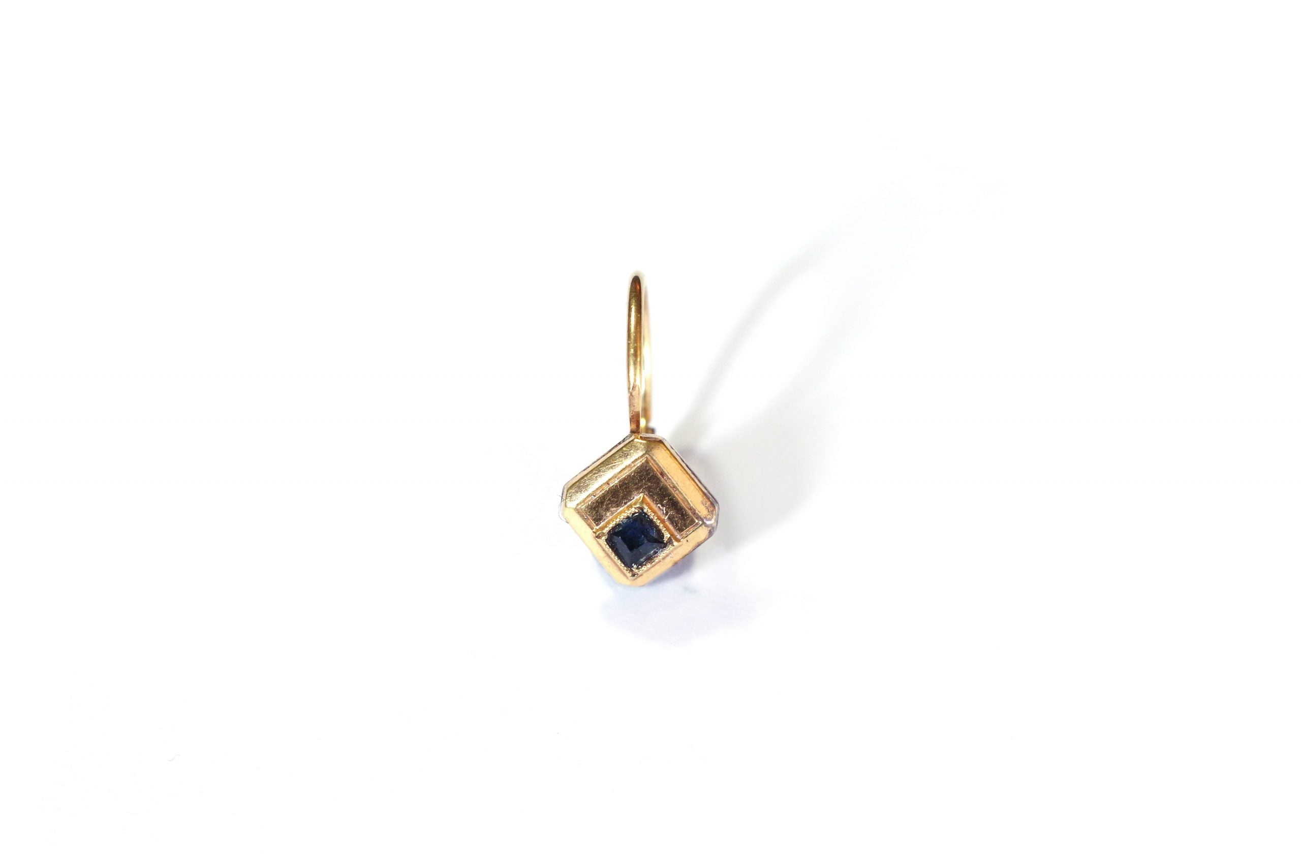 art deco mono sapphire earring