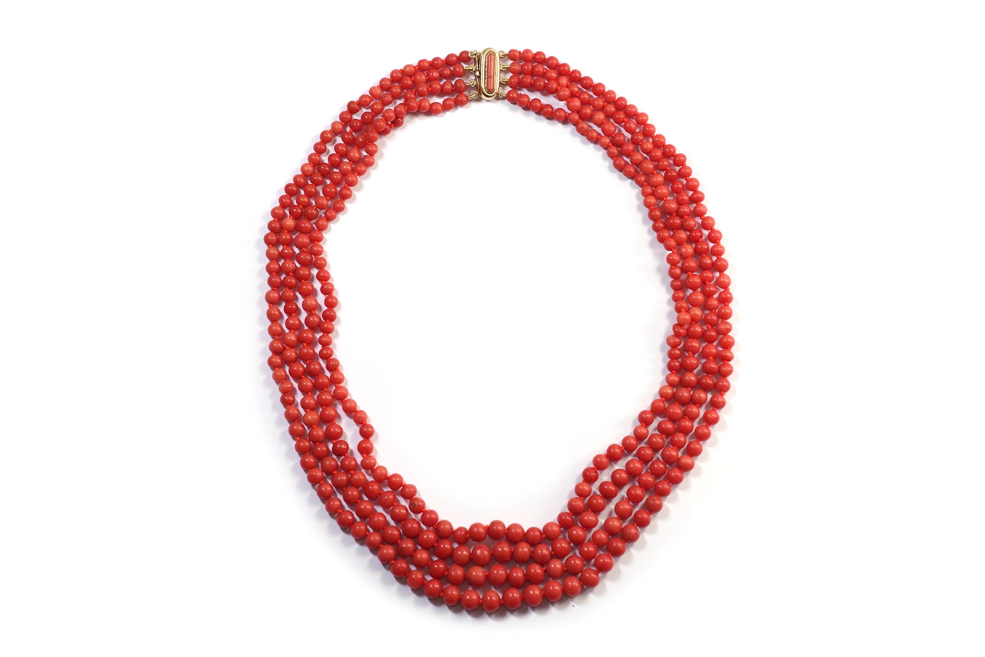 collier ancien rang de perles de corail