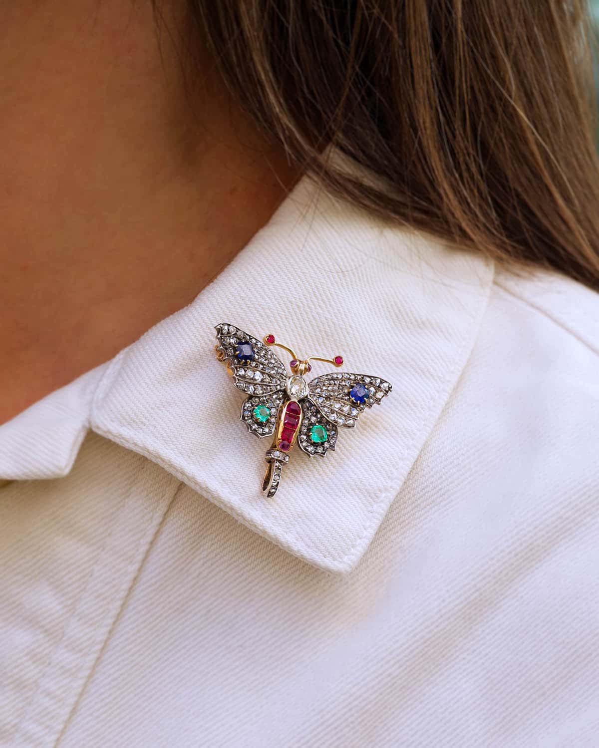 broche papillon pierres précieuses