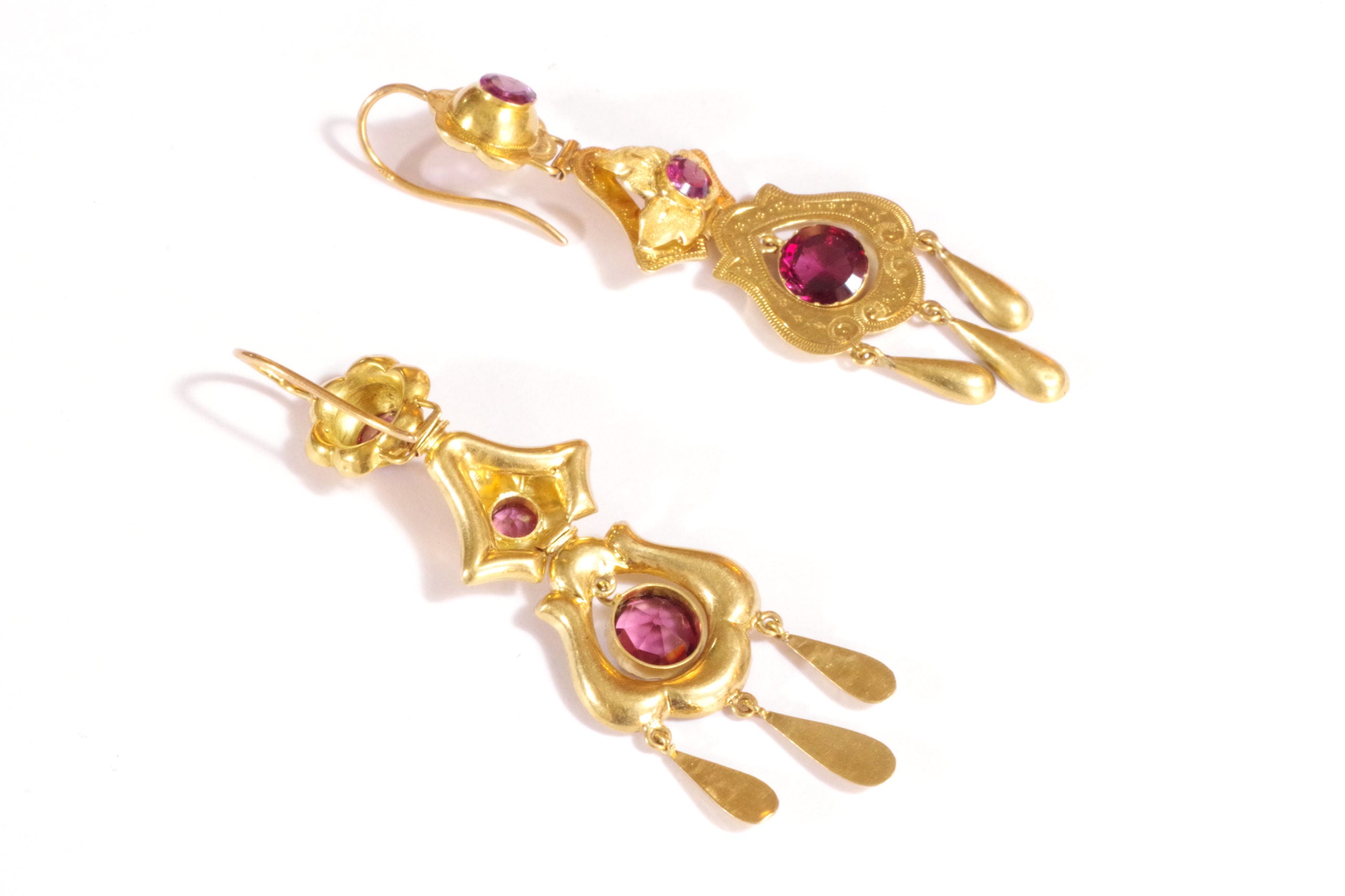 Boucles d'oreille ancienne Napoleon III en or jaune 18k