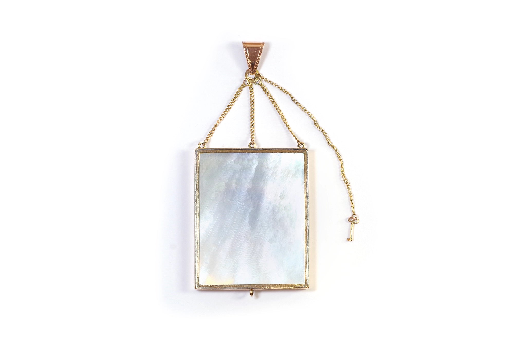 Georgian mother of gold eglomised glass pendant