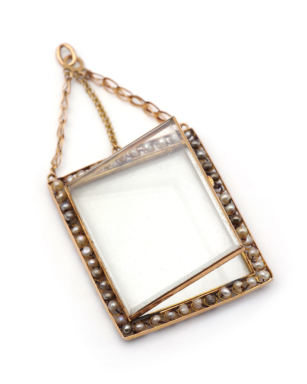 Antique rectangular french pendant locket