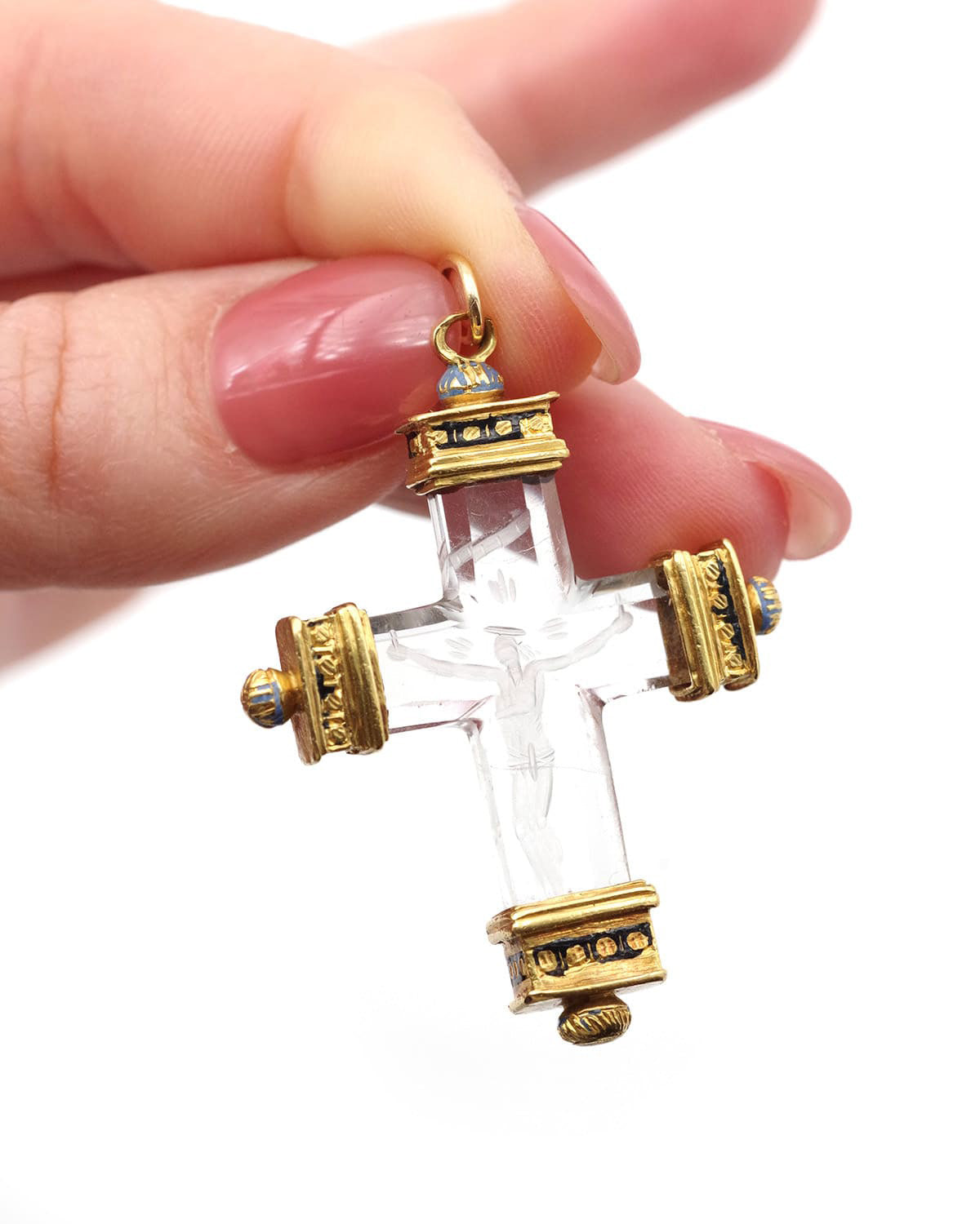 Jesus intaglio in rock crystal pendant