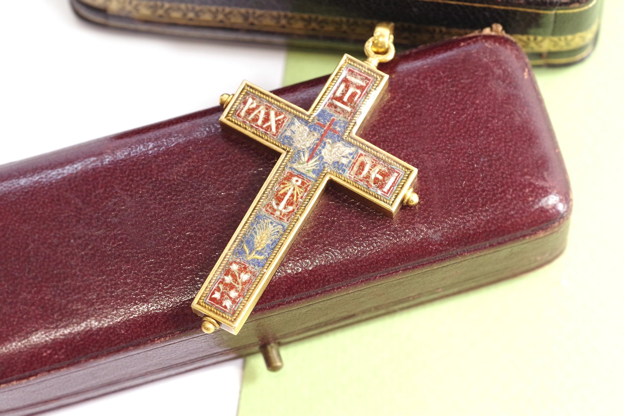 Antique italian micro mosaic cross