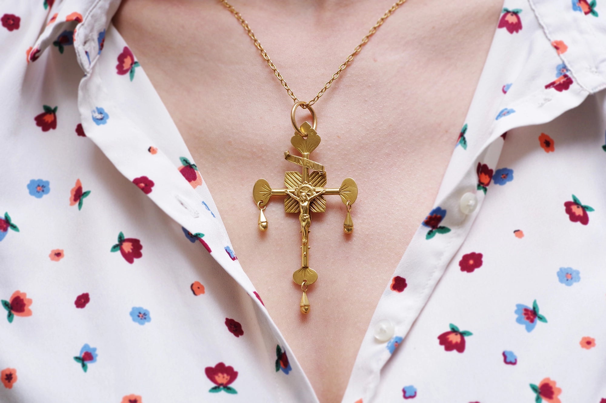 Big gold cross pendant