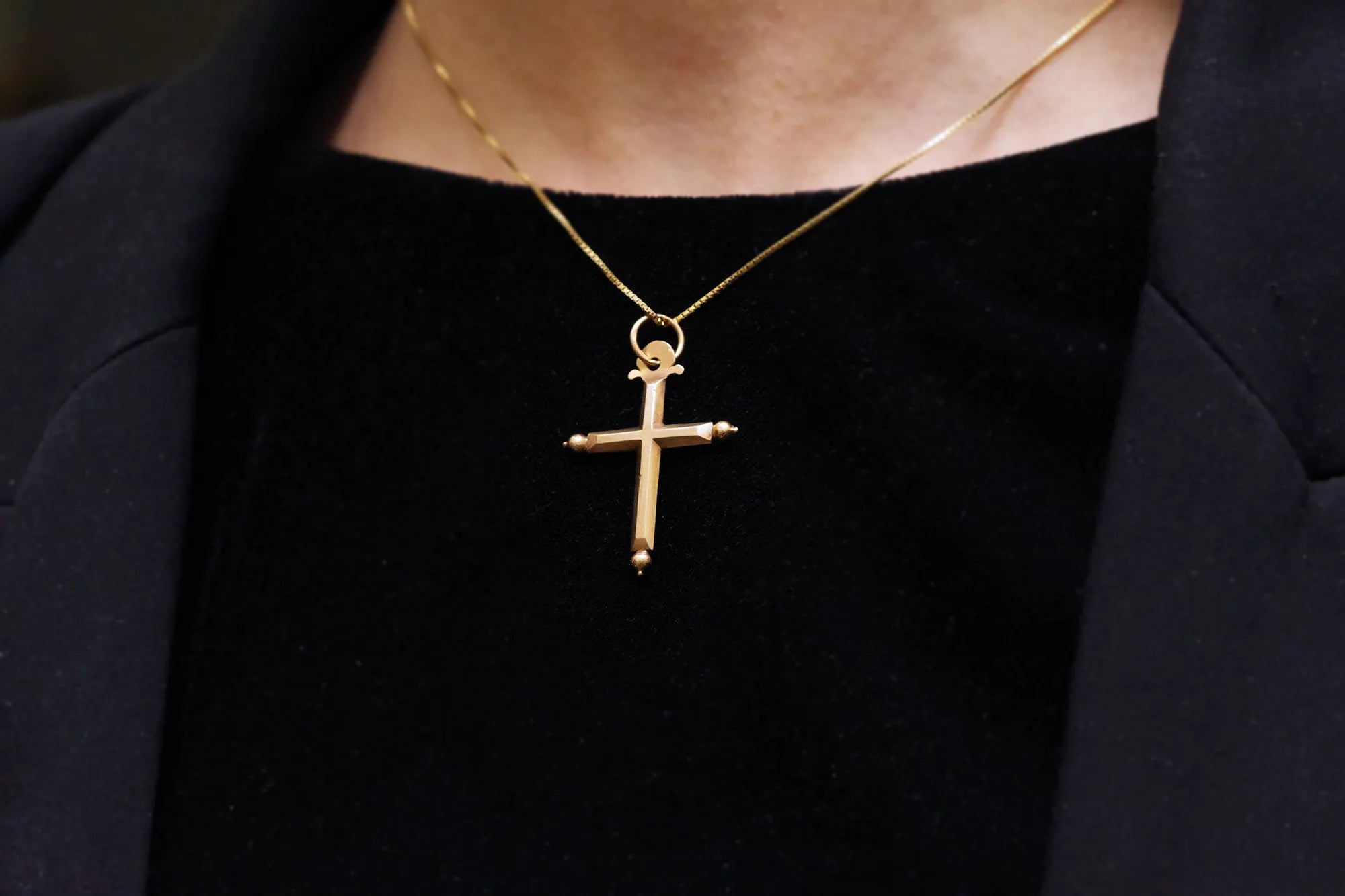 Antique gold cross pendant