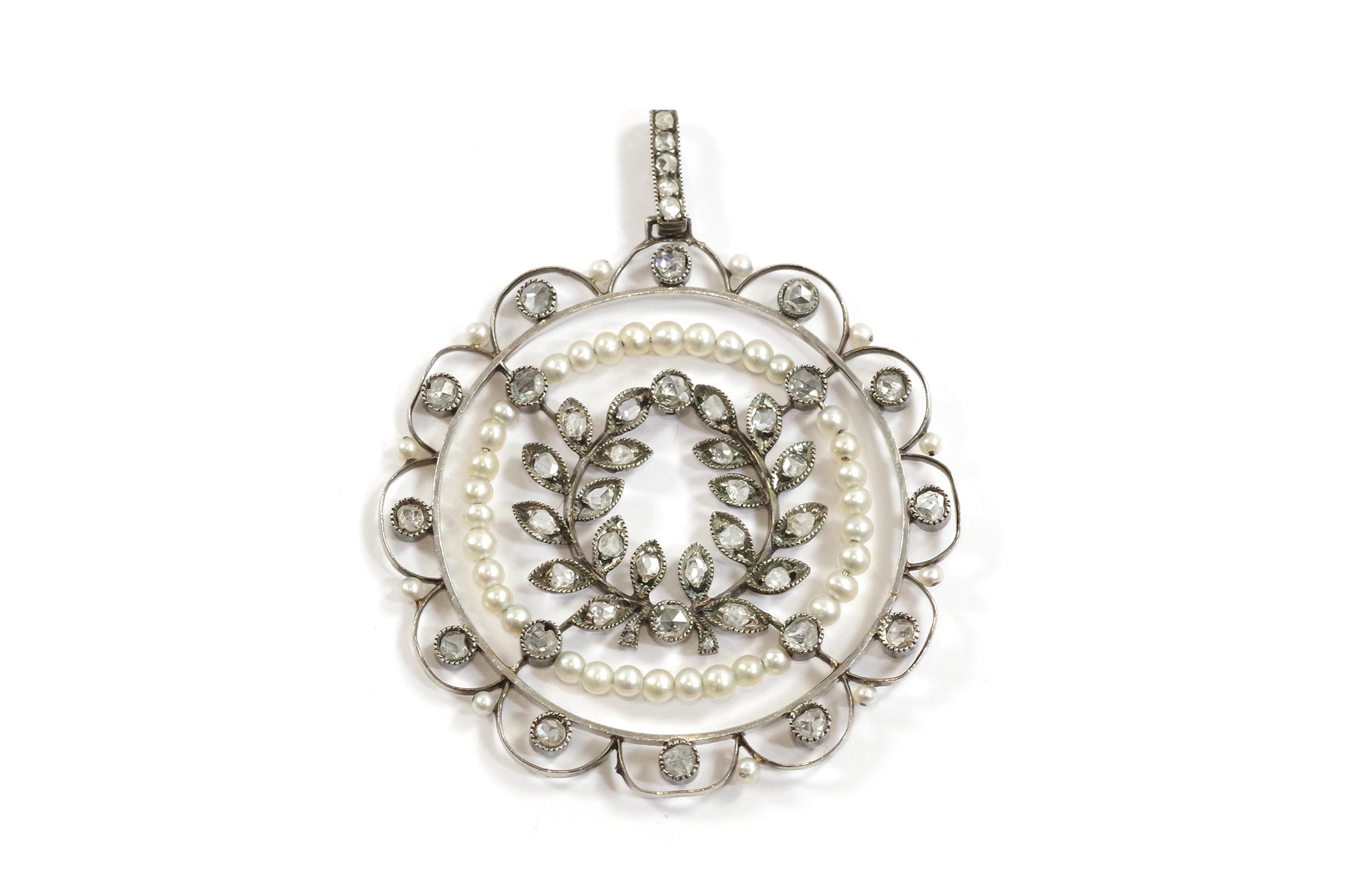 Belle epoque diamond pearl pendant