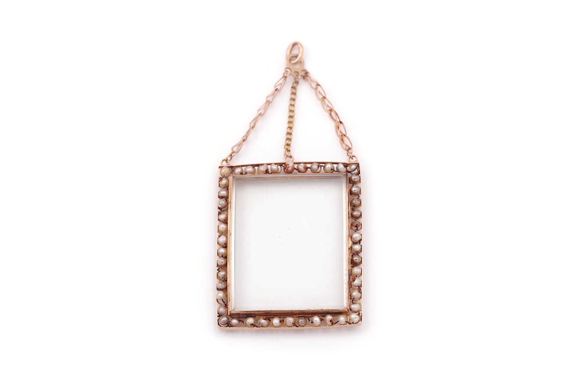 Pendentif rectangulaire perles fines